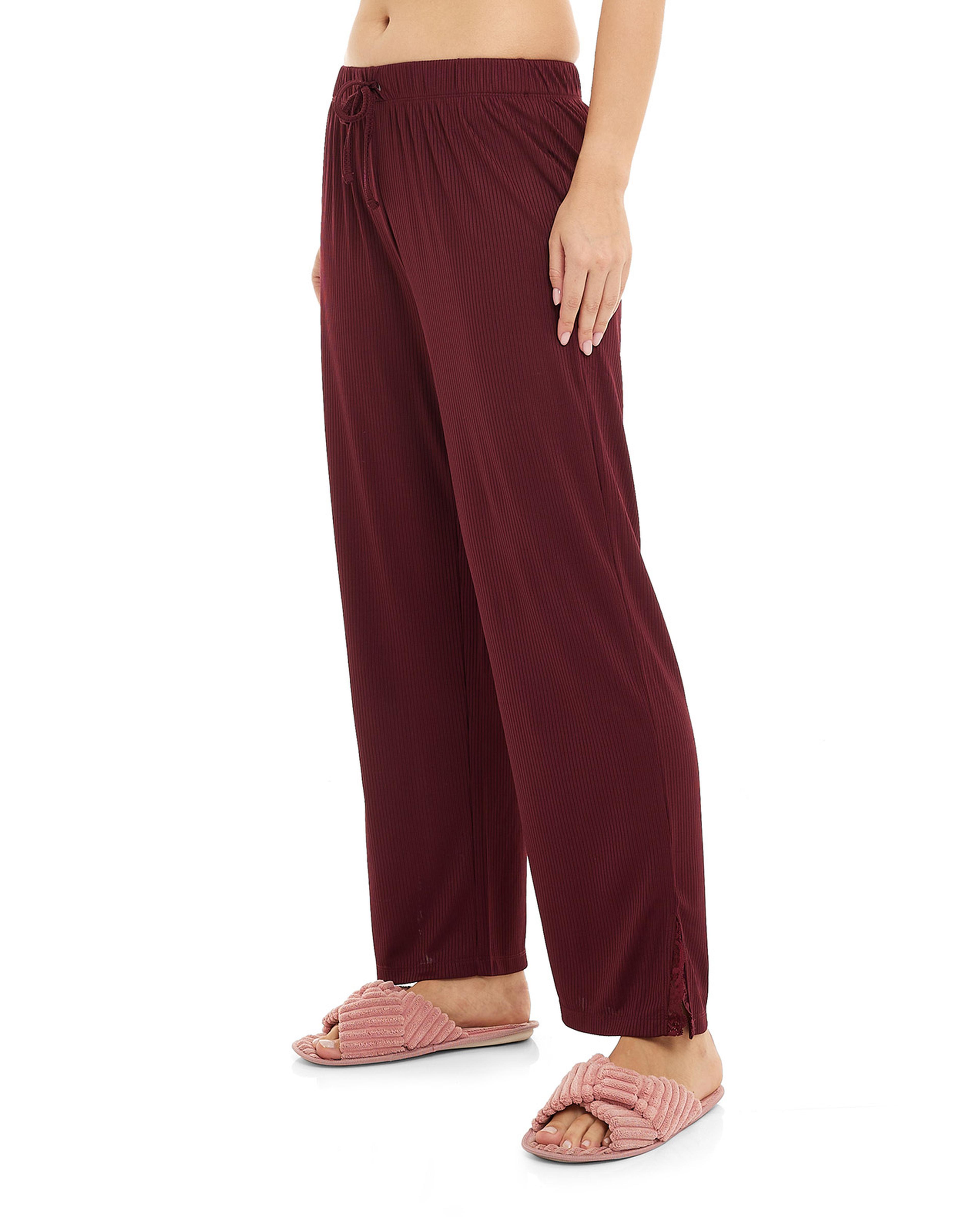 Solid Sleep Bottoms with Drawstring Waist