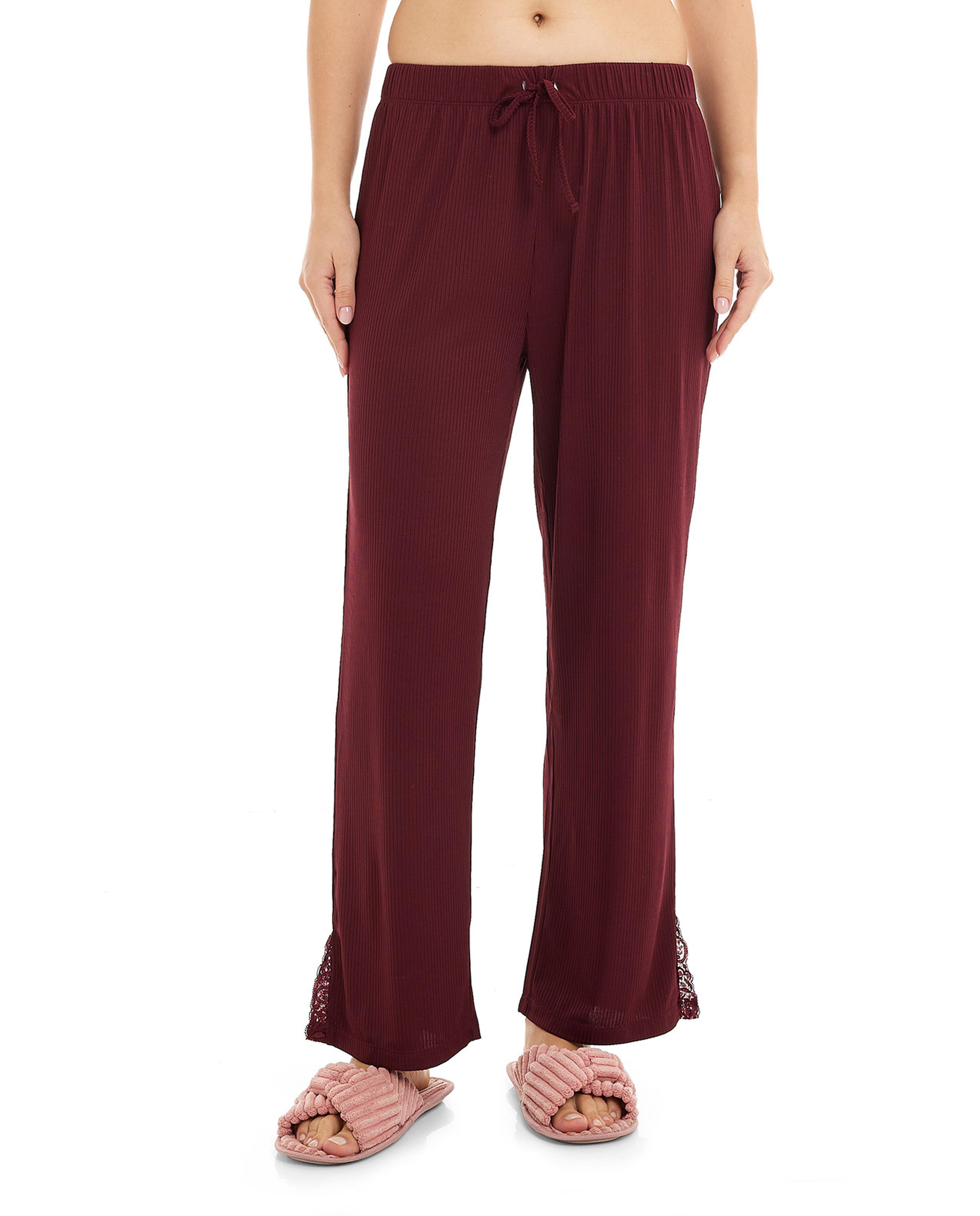 Solid Sleep Bottoms with Drawstring Waist