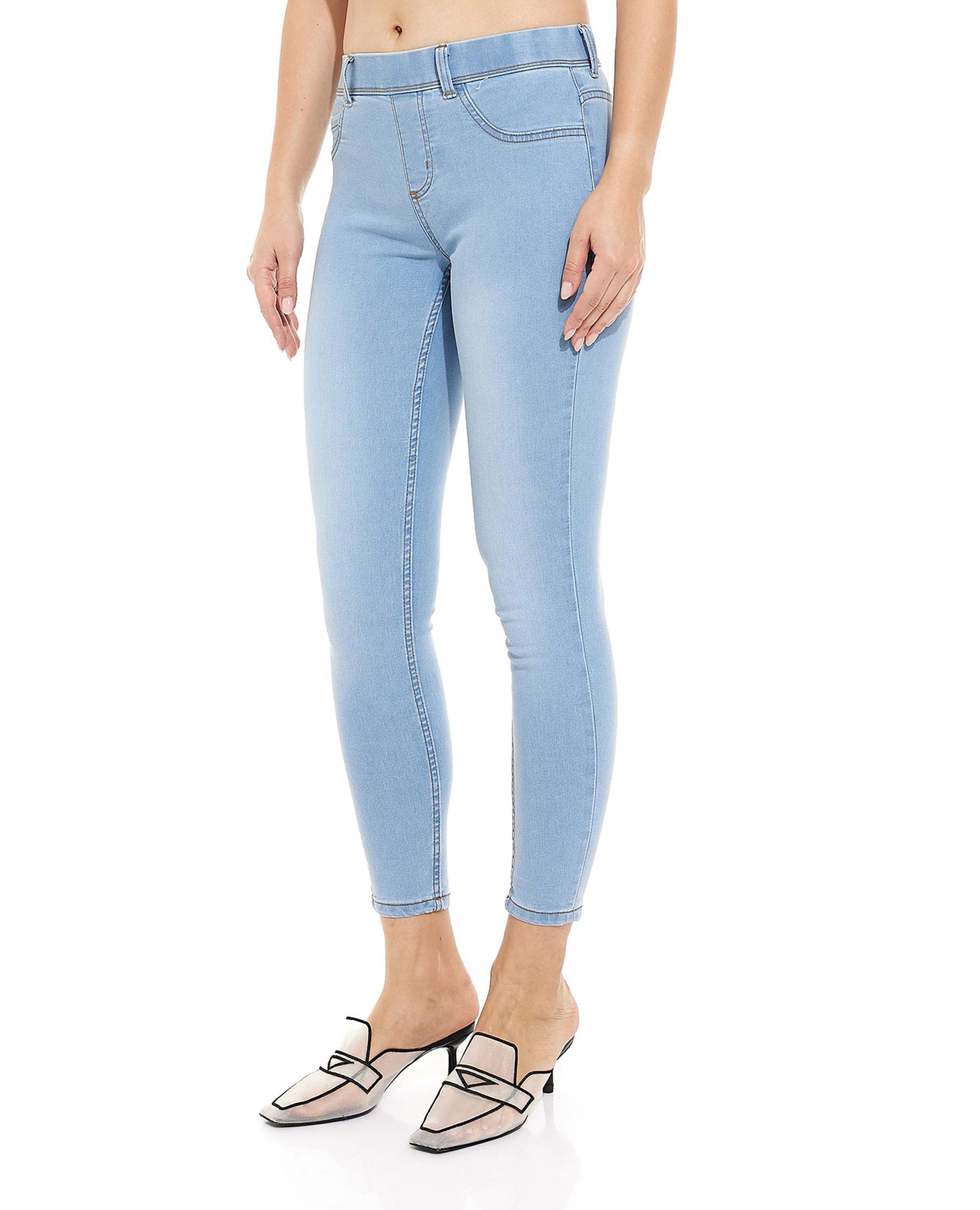 Solid Jeggings with Elastic Waist