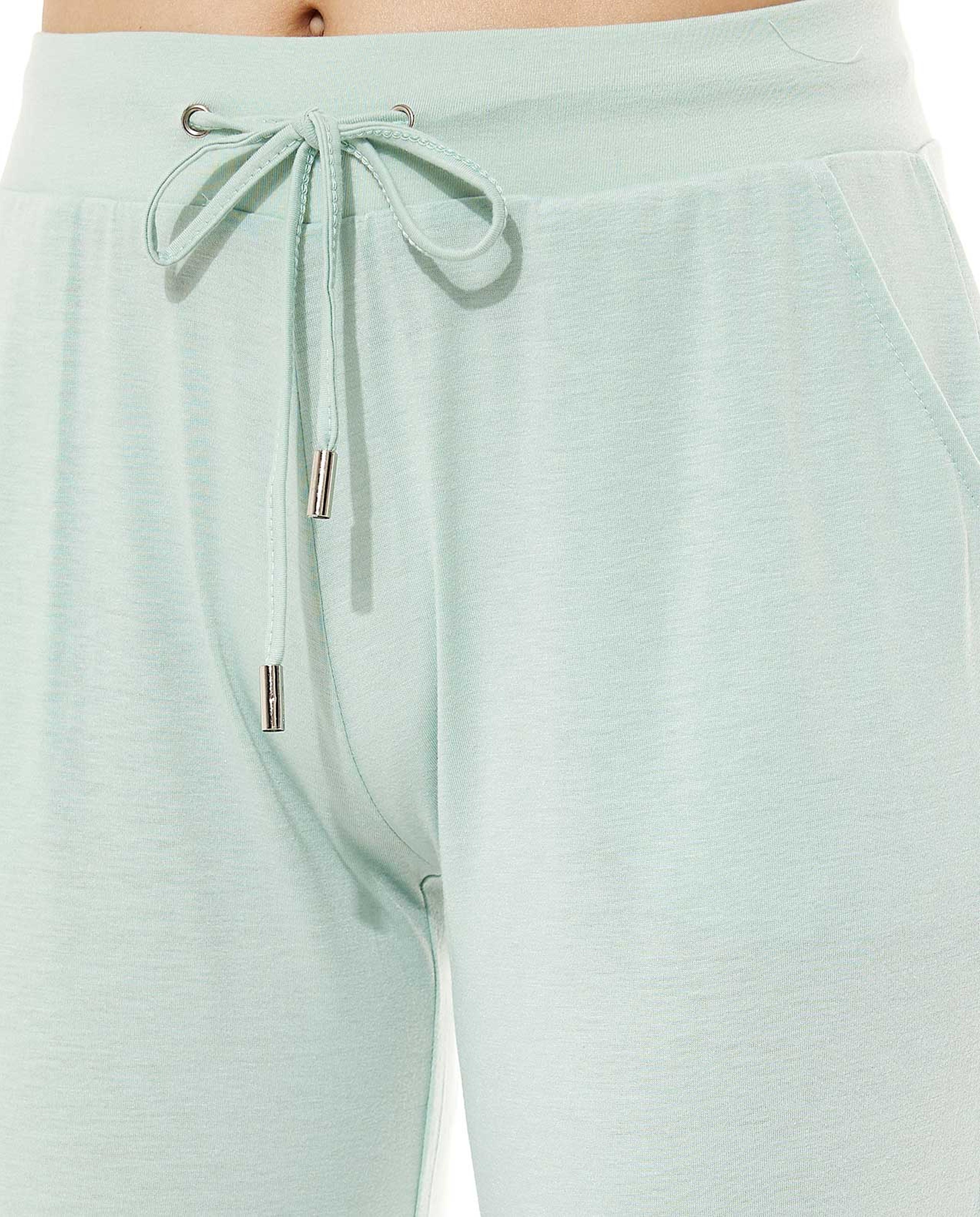 Solid High-Waist Capri with Drawstring Waist