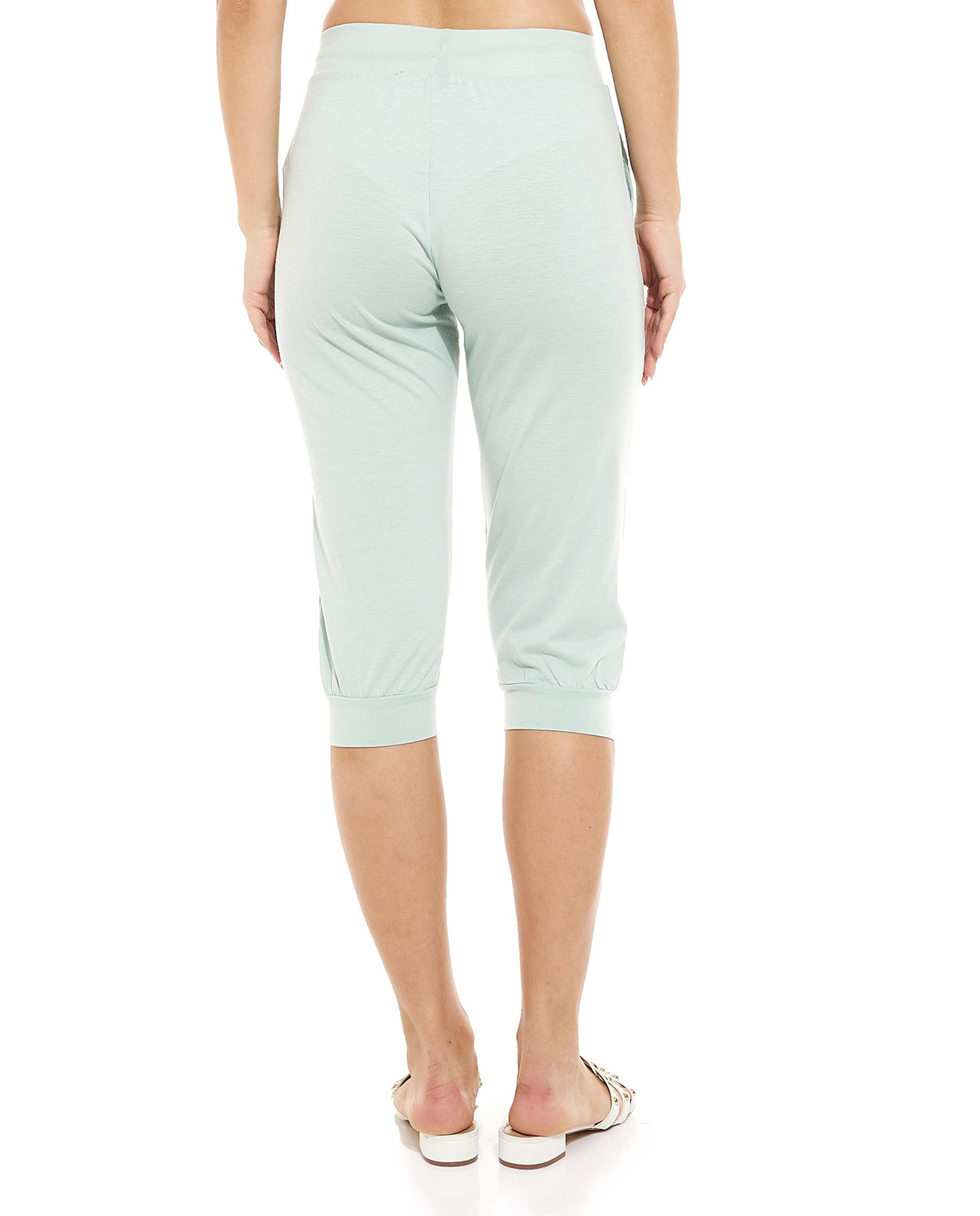 Solid High-Waist Capri with Drawstring Waist