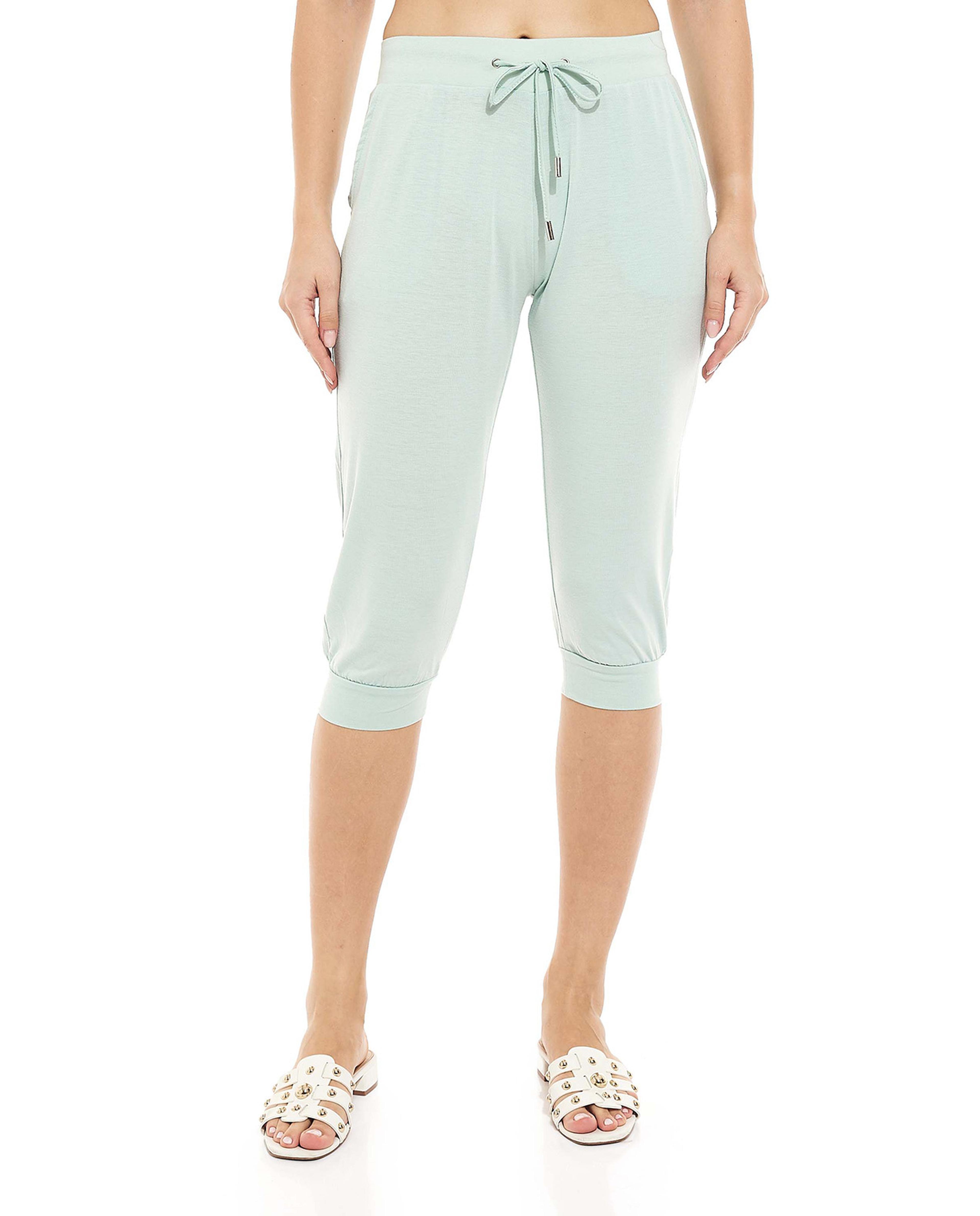 Solid High-Waist Capri with Drawstring Waist