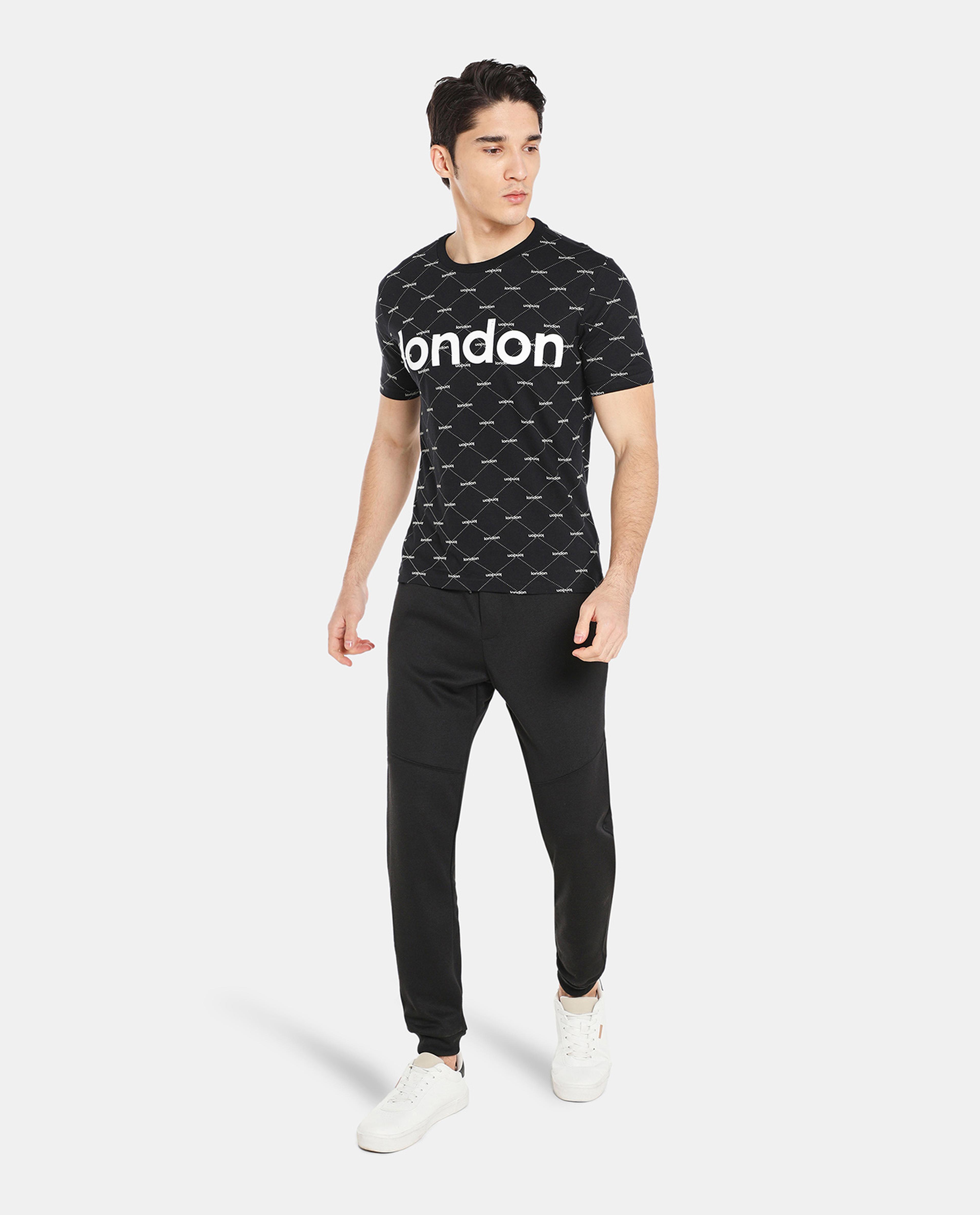 Black Cotton Casual Tee