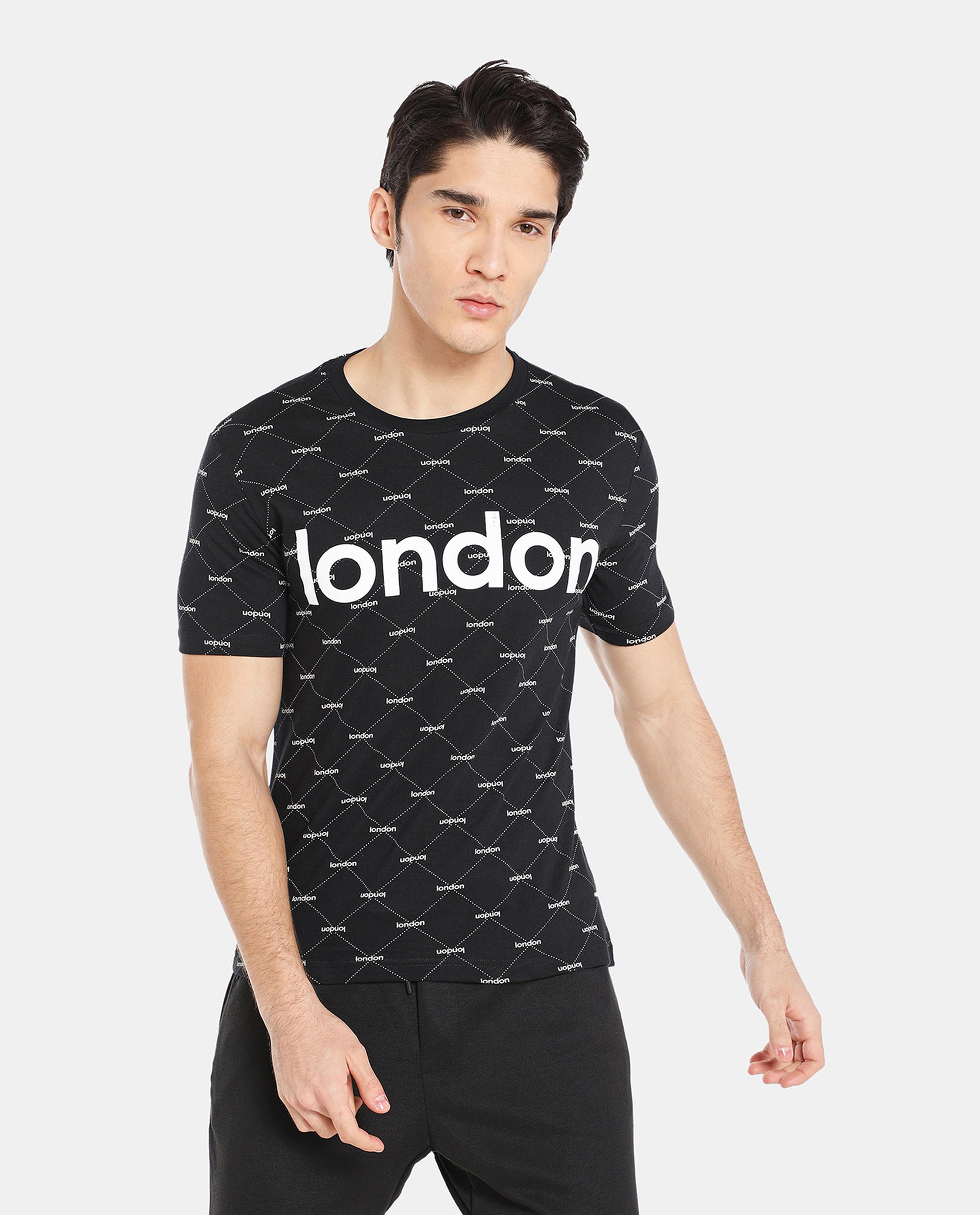 Black Cotton Casual Tee