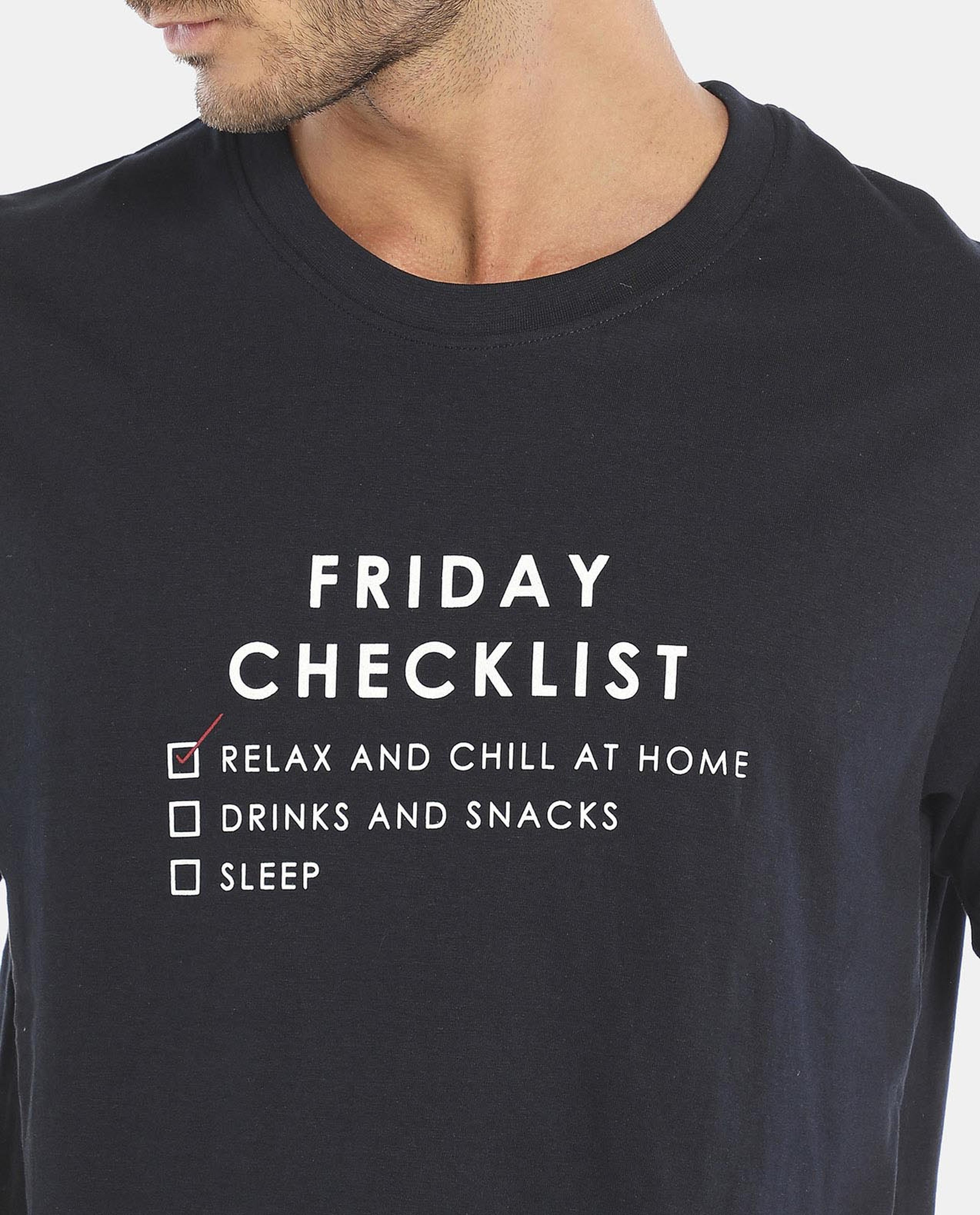 R&B Navy Blue Basic Regular Fit T-Shirt