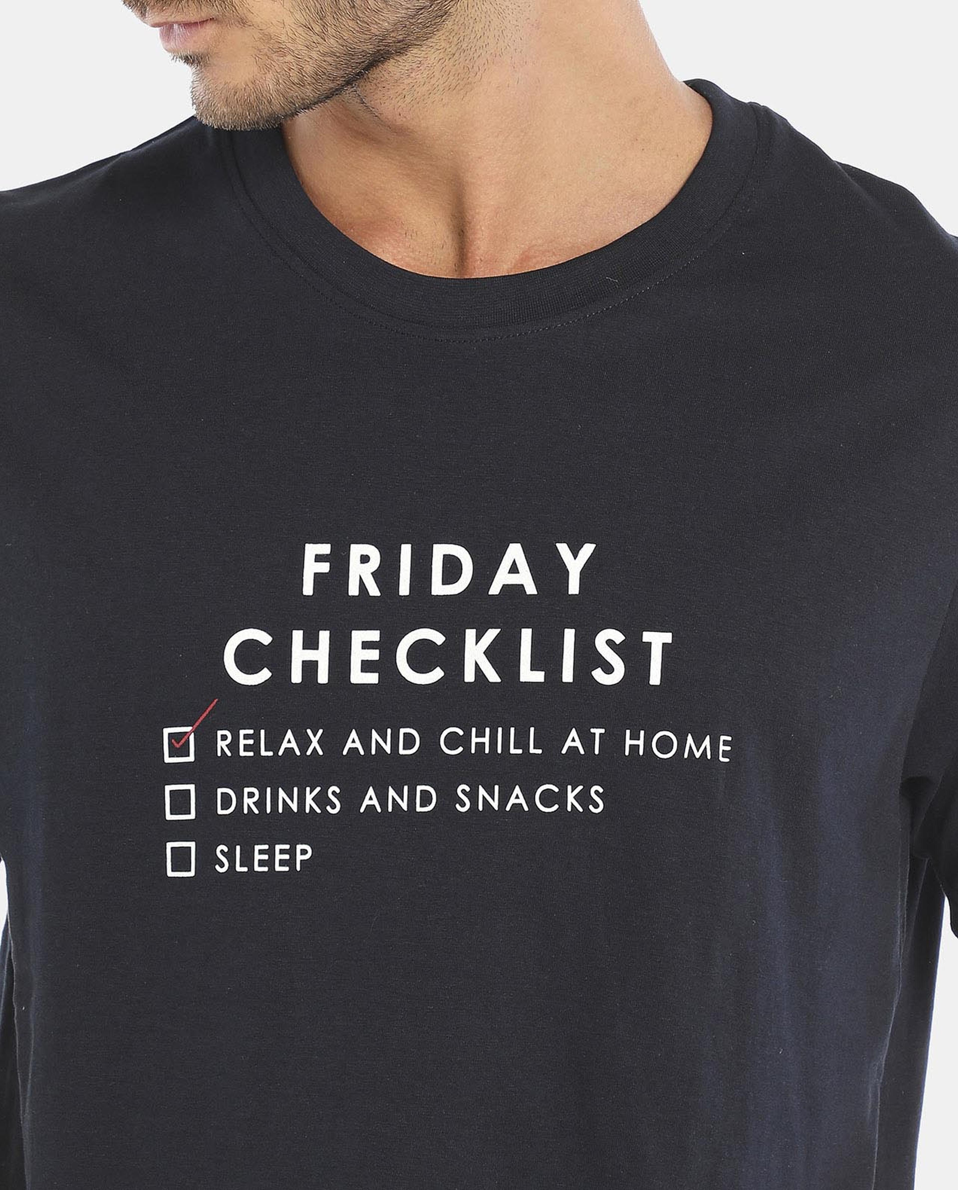 R&B Navy Blue Basic Regular Fit T-Shirt
