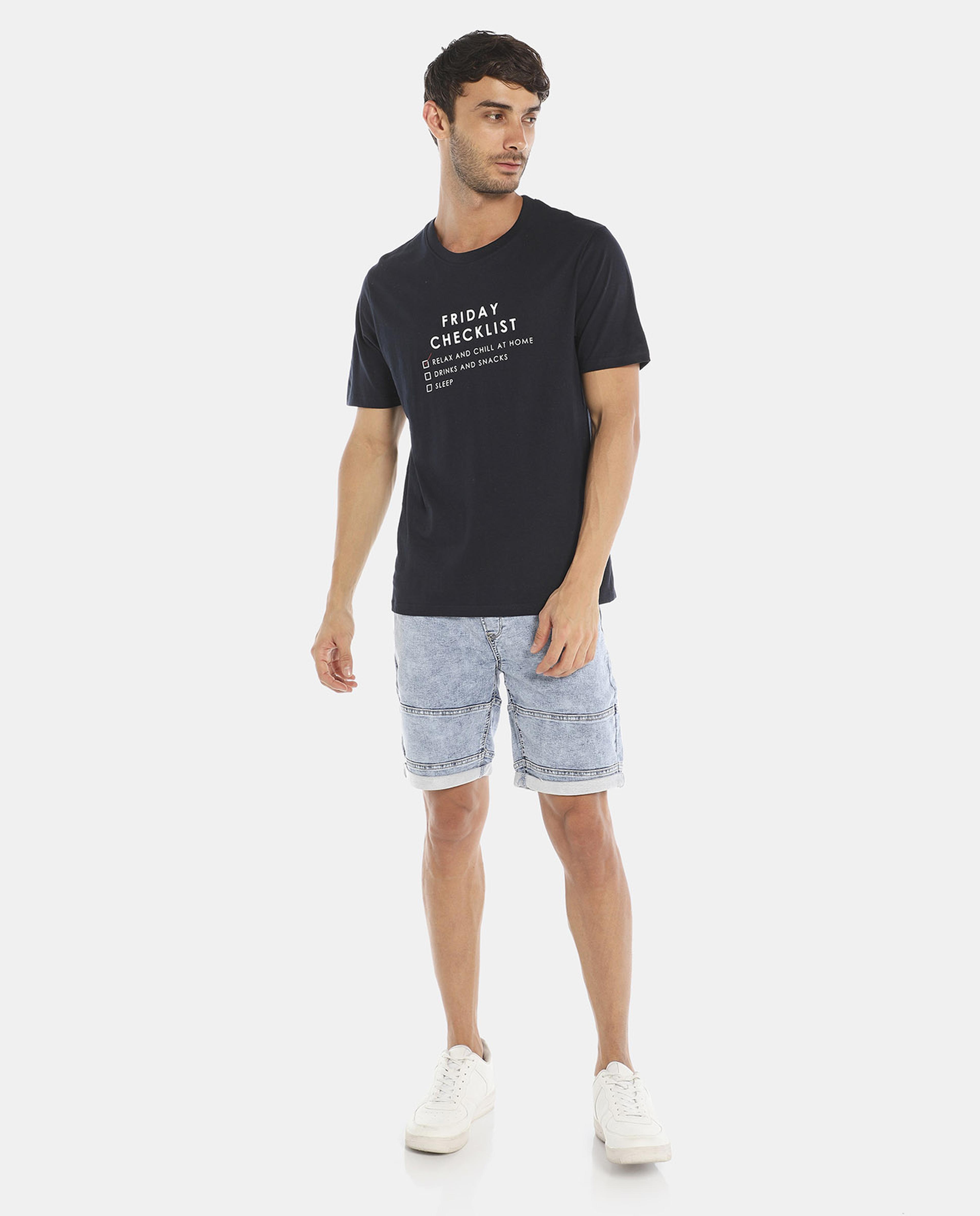 R&B Navy Blue Basic Regular Fit T-Shirt