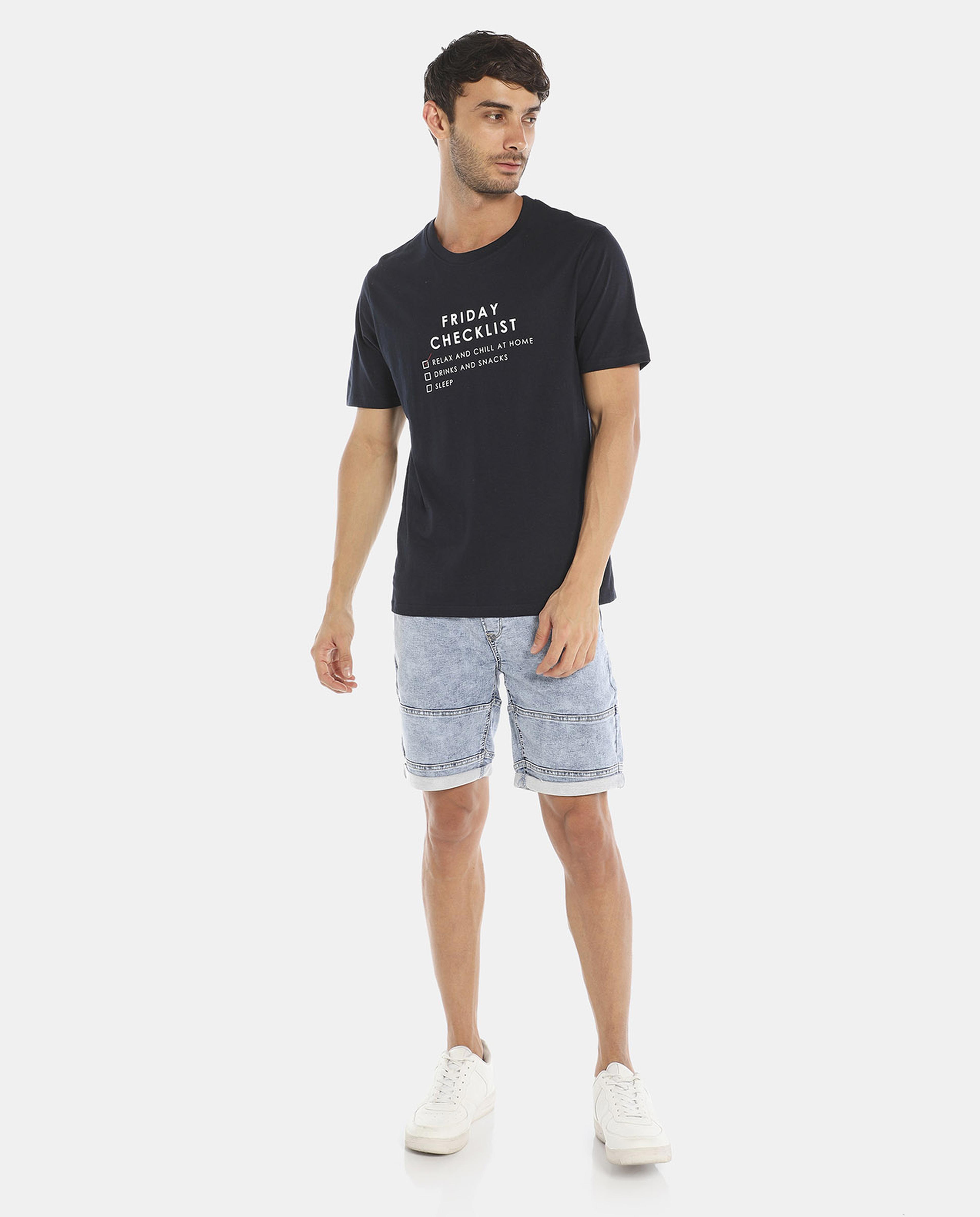 R&B Navy Blue Basic Regular Fit T-Shirt