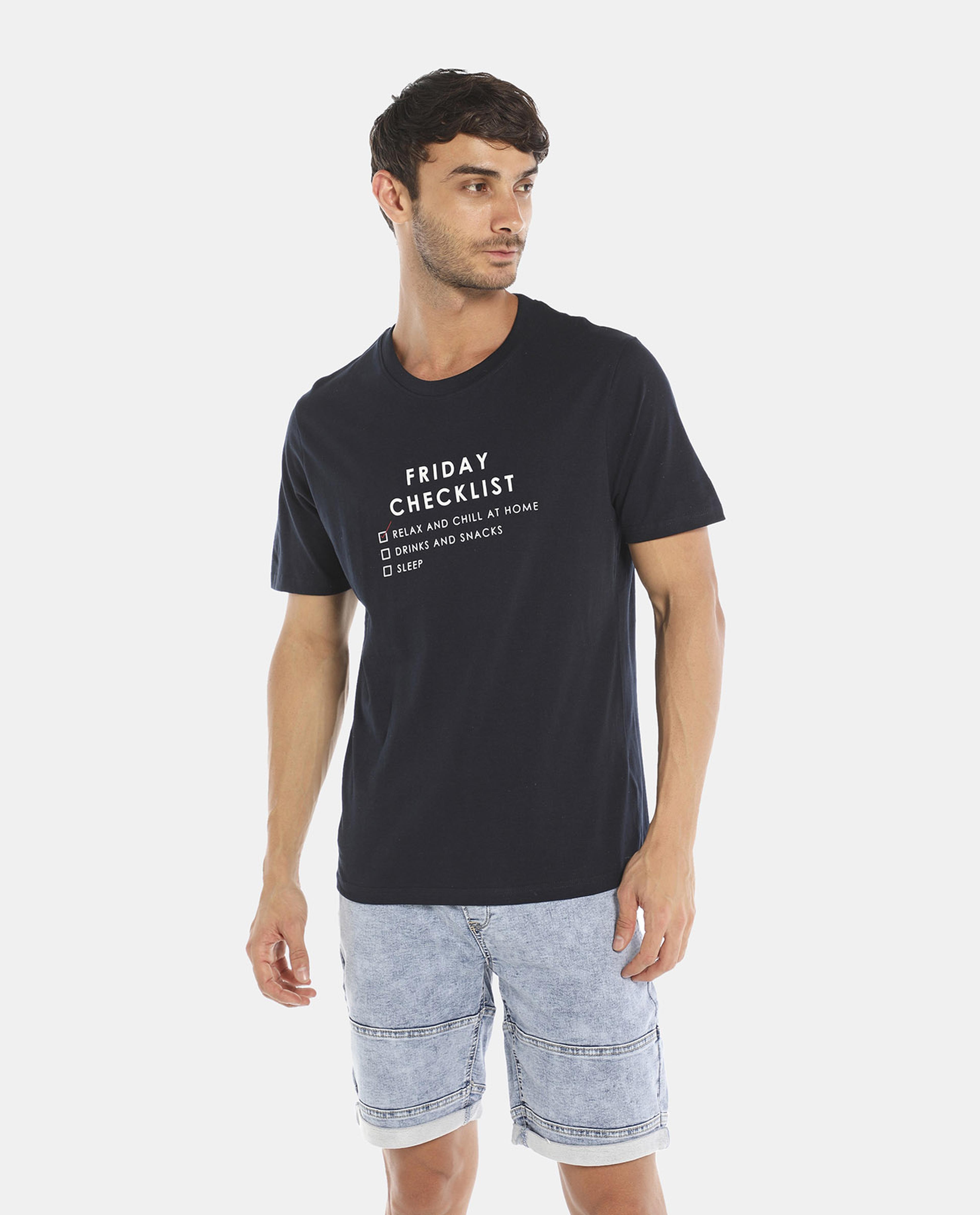R&B Navy Blue Basic Regular Fit T-Shirt