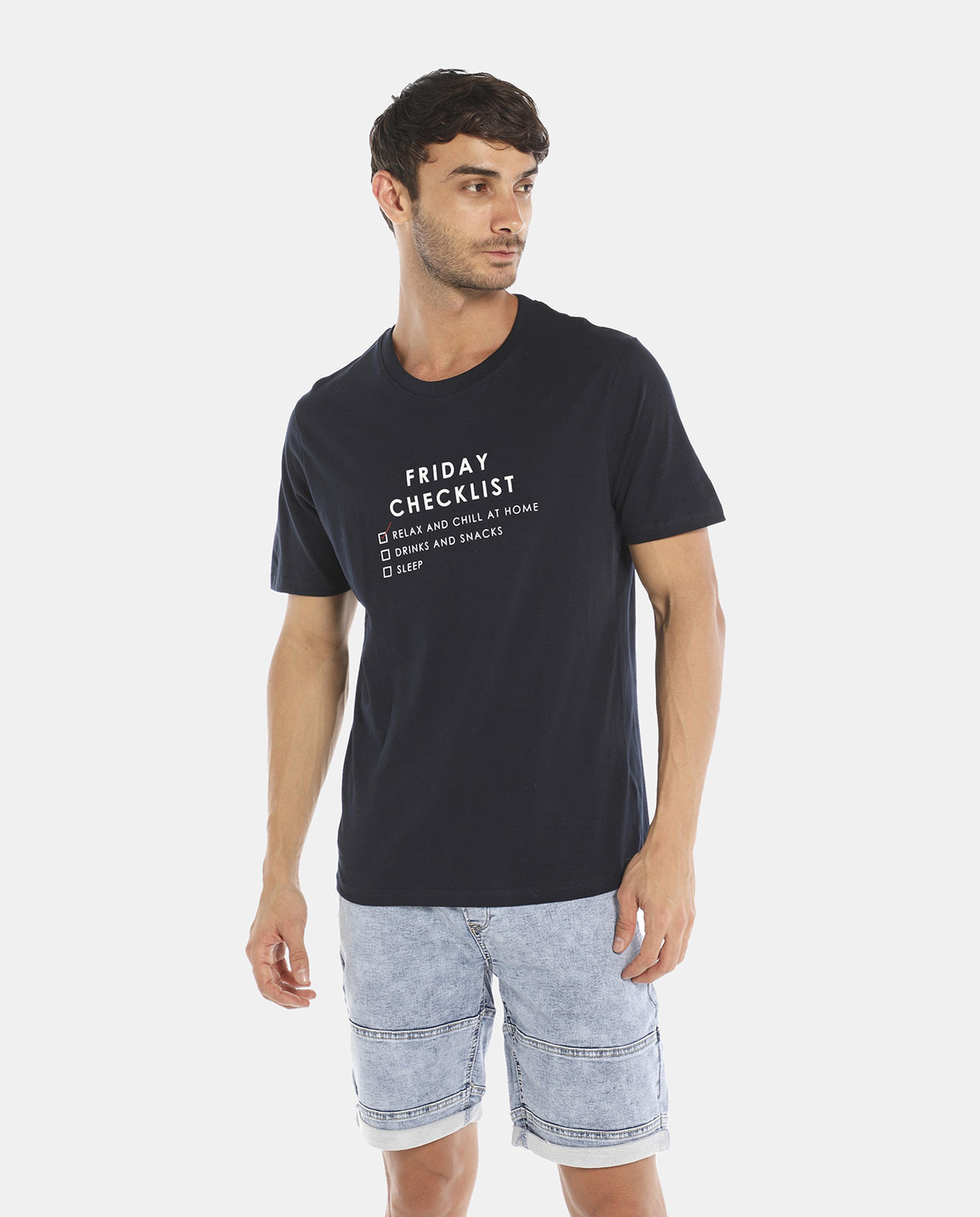 R&B Navy Blue Basic Regular Fit T-Shirt