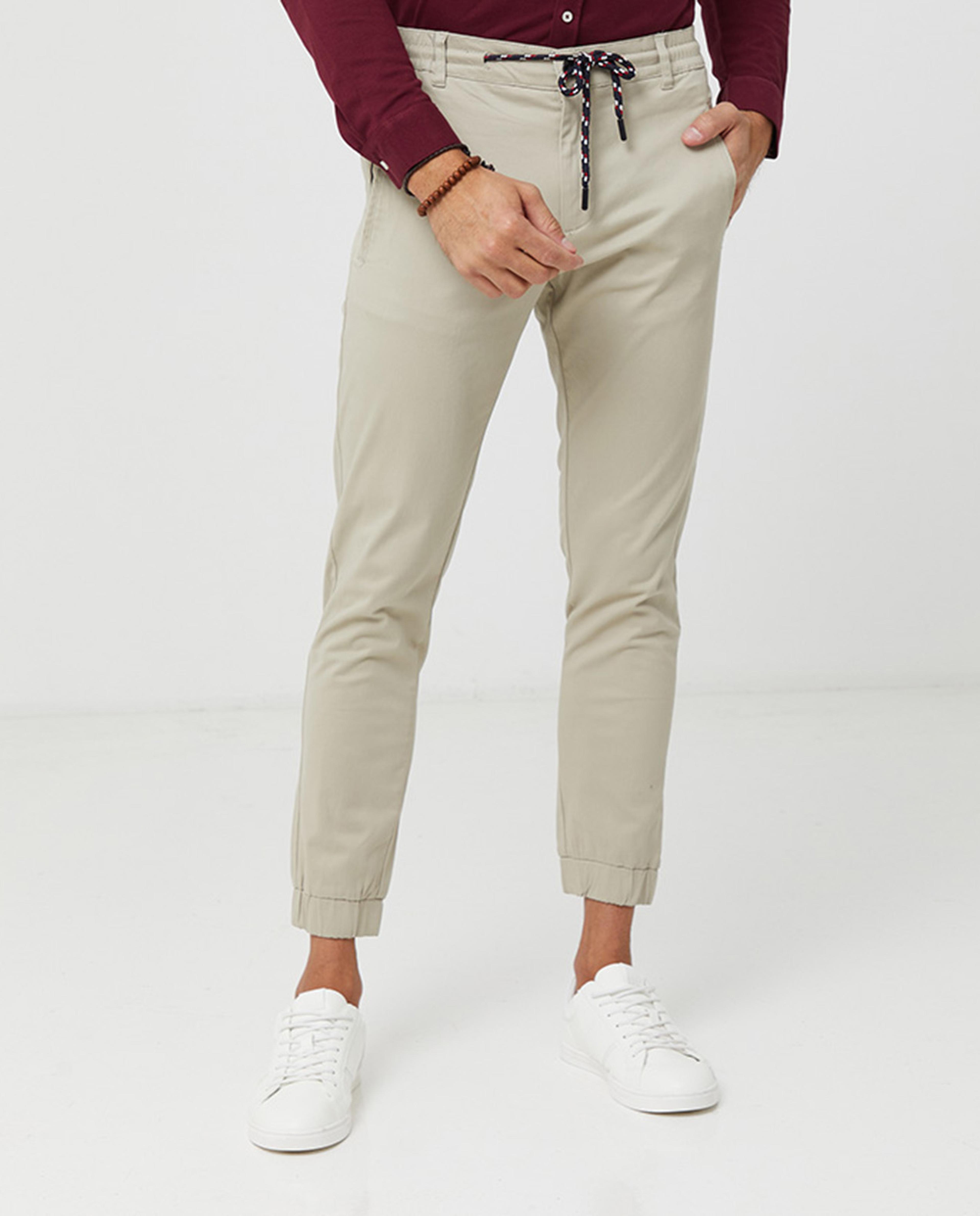 Beige Casual Basic Trouser For Men