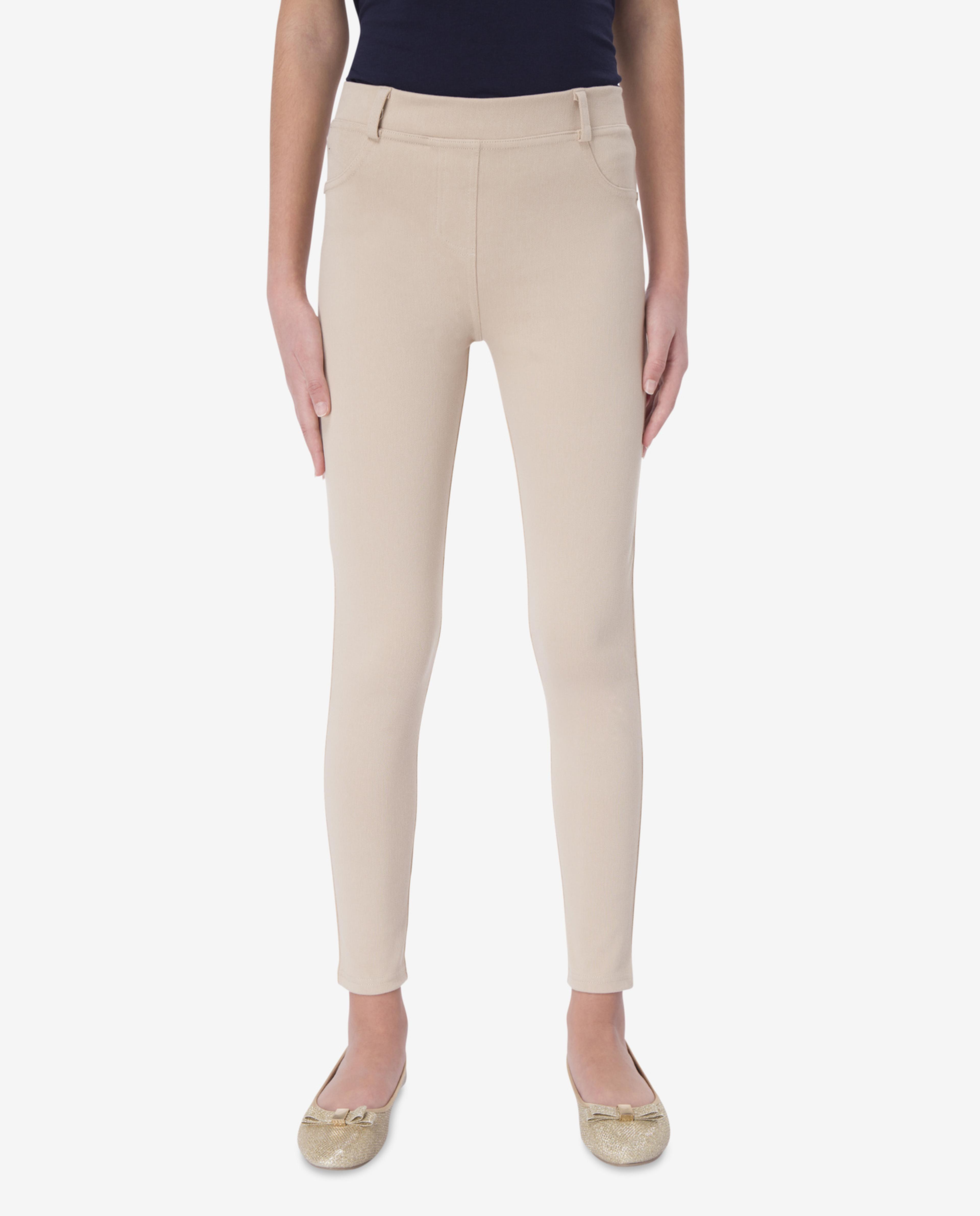 Beige Polyester Knit Pant