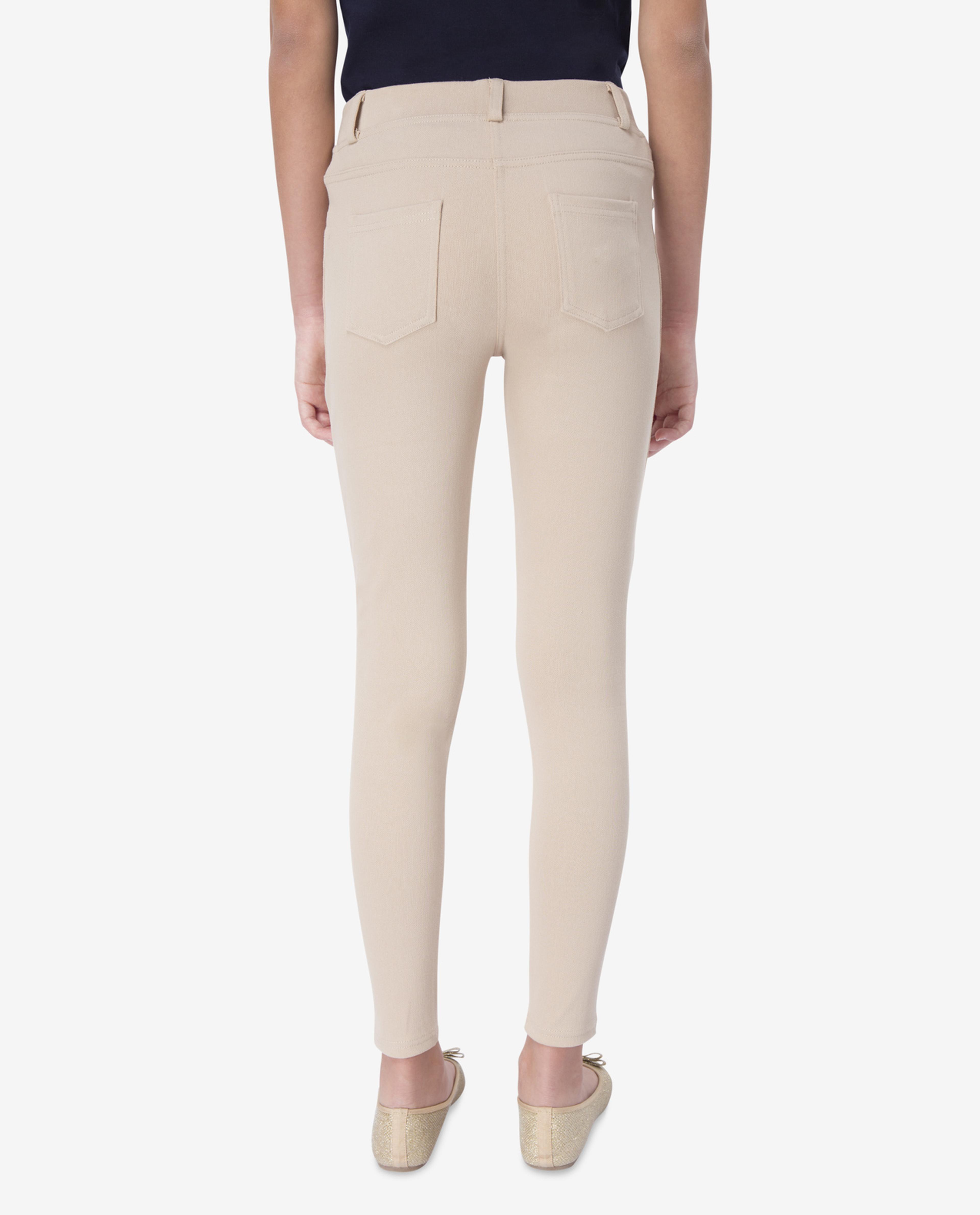 Beige Polyester Knit Pant