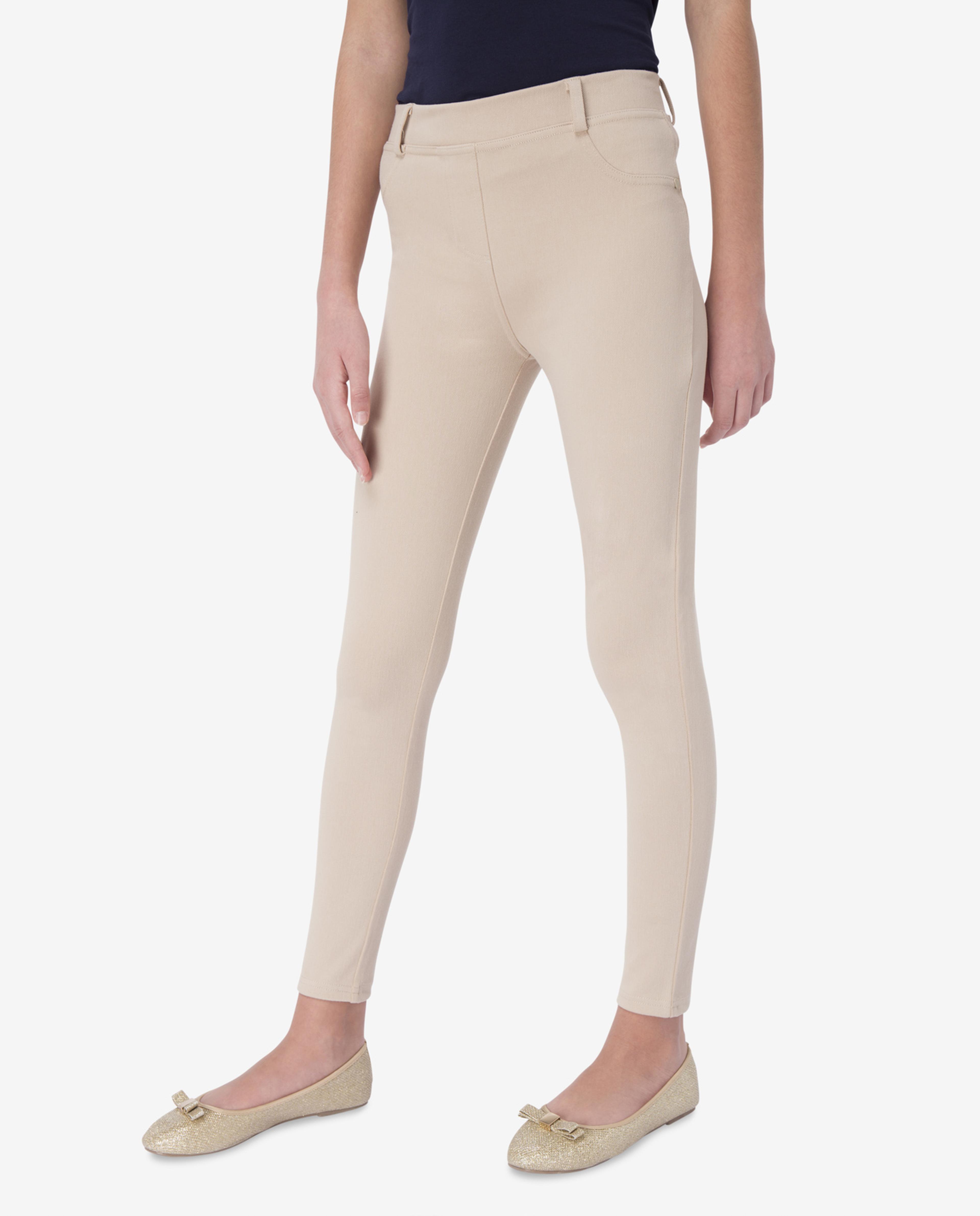 Beige Polyester Knit Pant