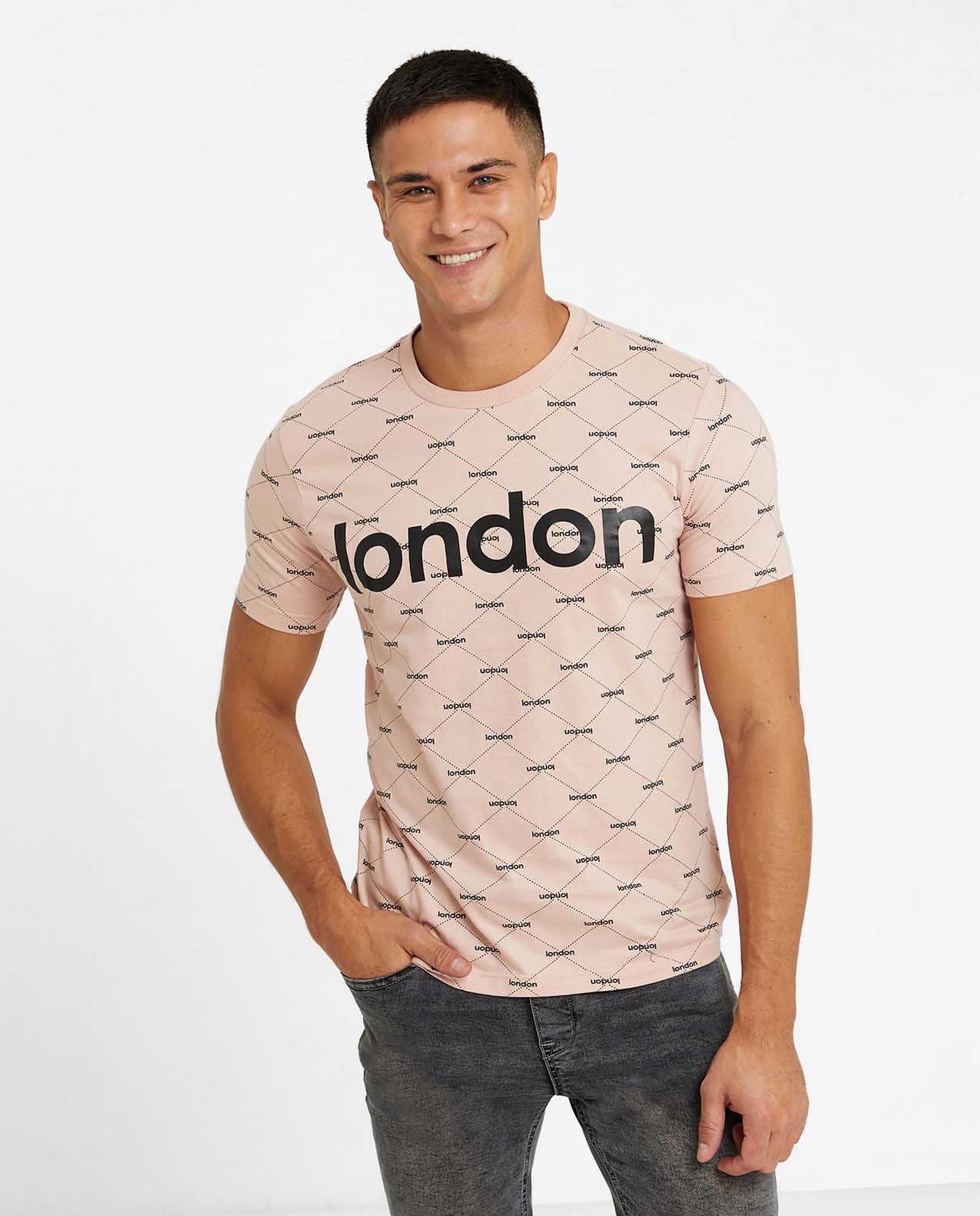 Pink Short Sleeve Tee For Men