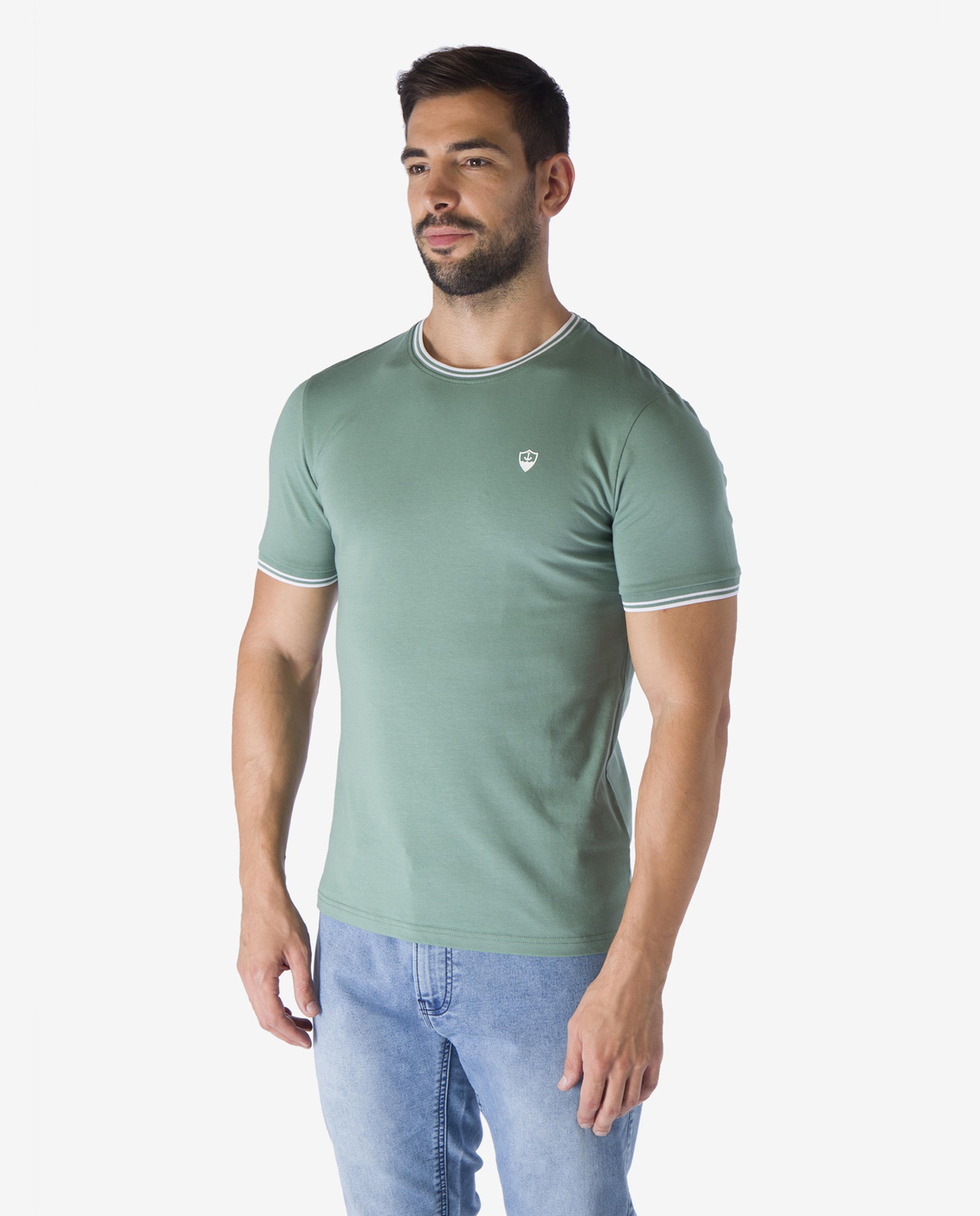 Green Round Neck Plain Design T-Shirt