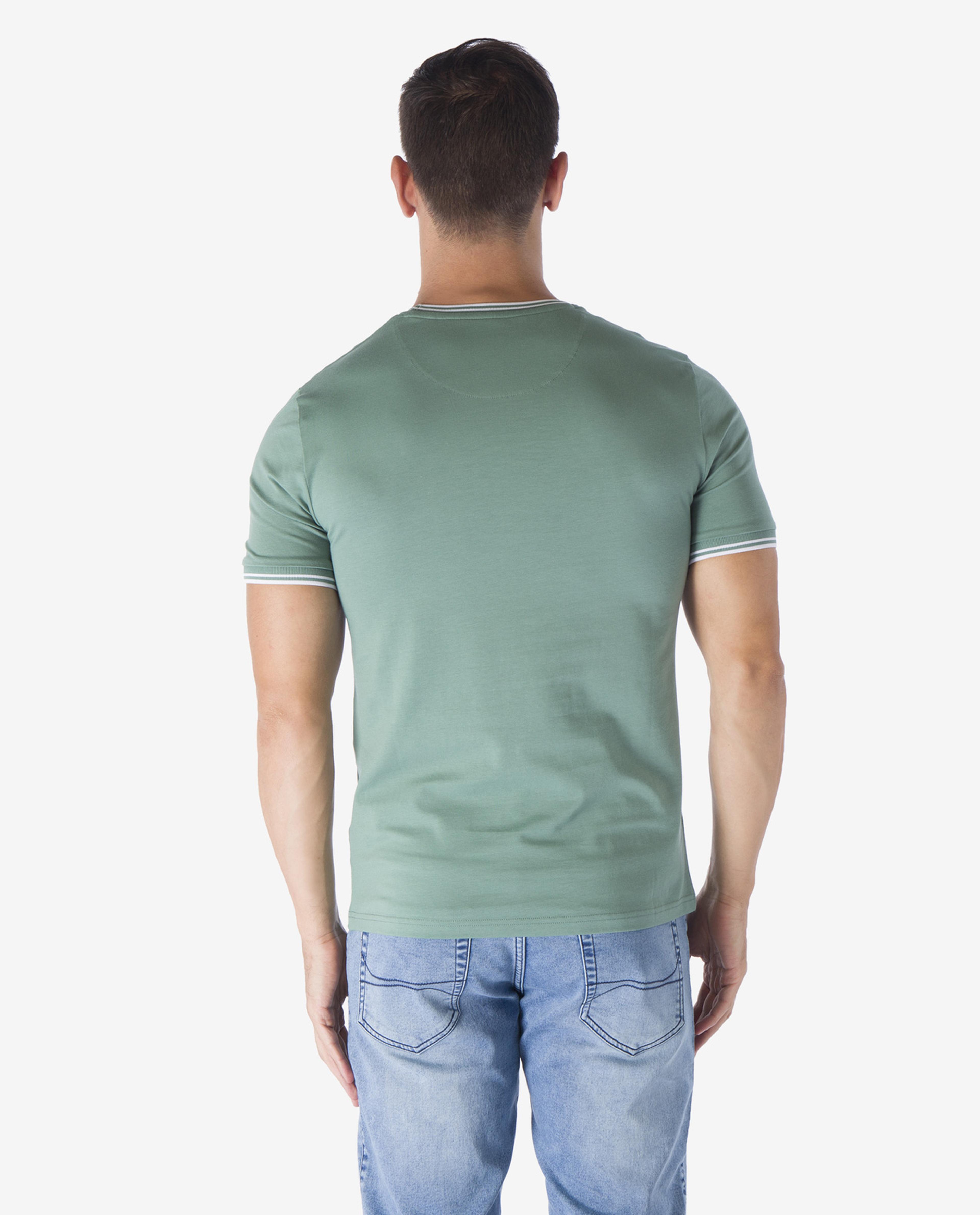 Green Round Neck Plain Design T-Shirt