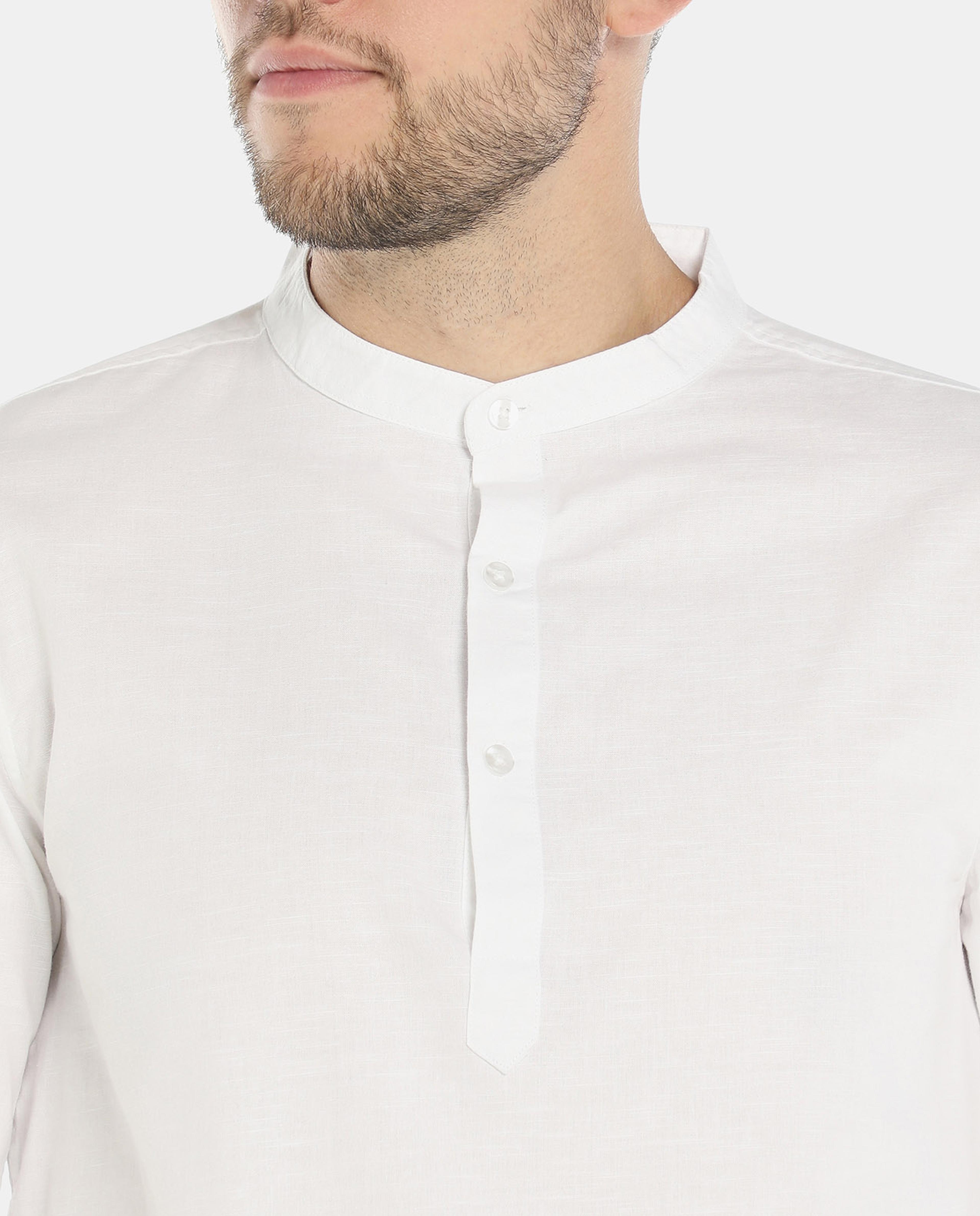 R&B White Casual Long Sleeve Shirt