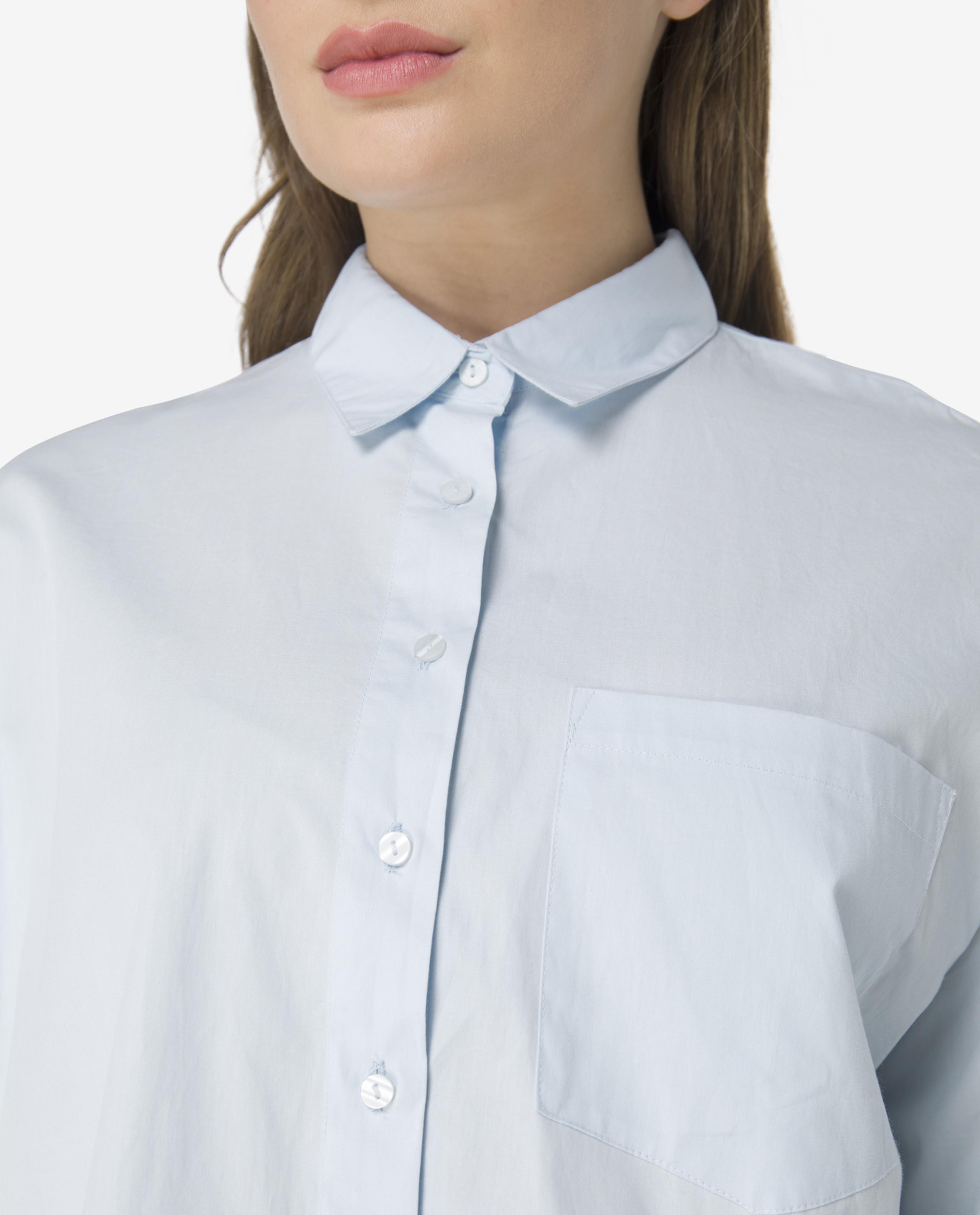 Blue Young Woven Fashion Crop Shirt