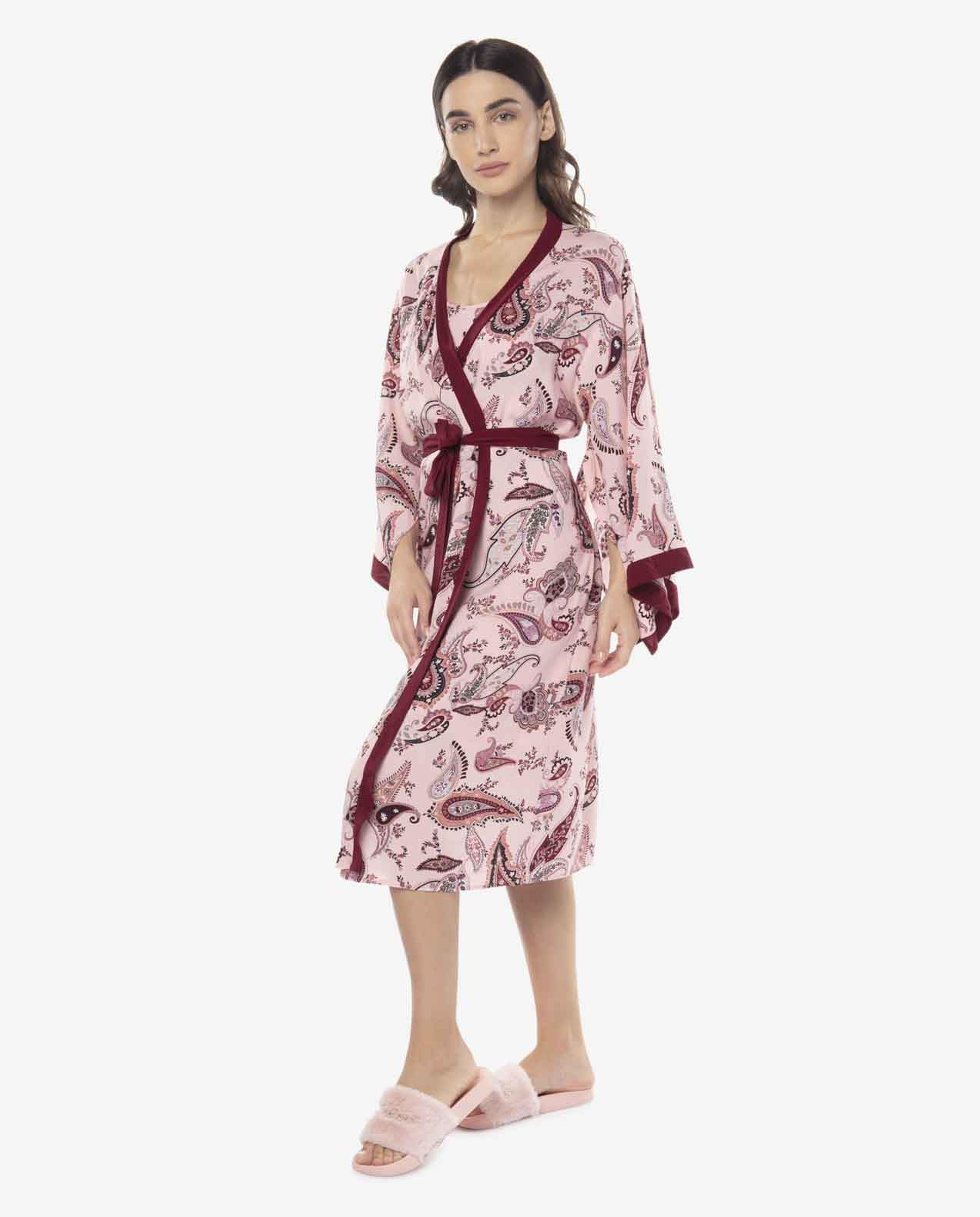 Pink Paisley Mid Robe