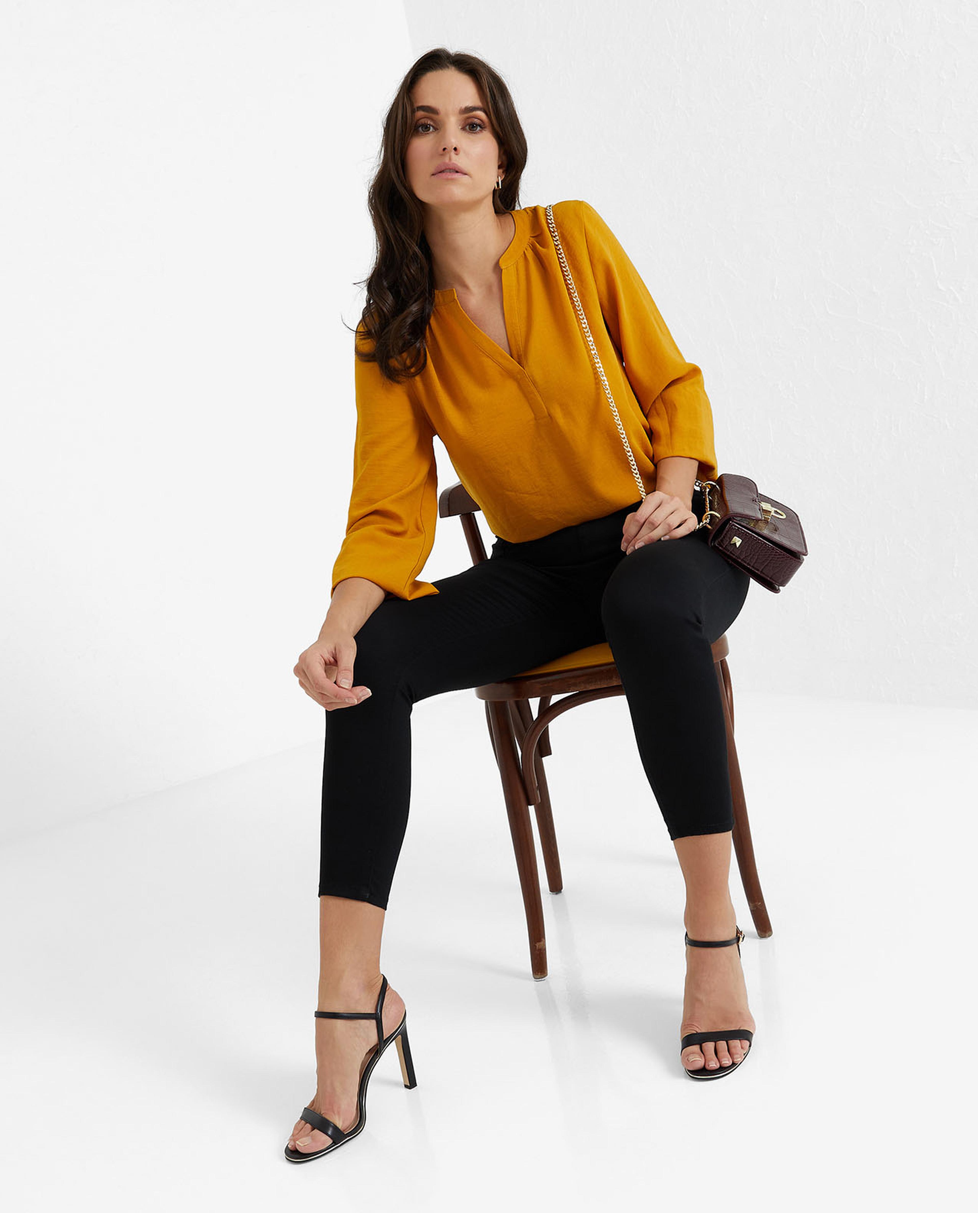 Yellow Woven Printed Top