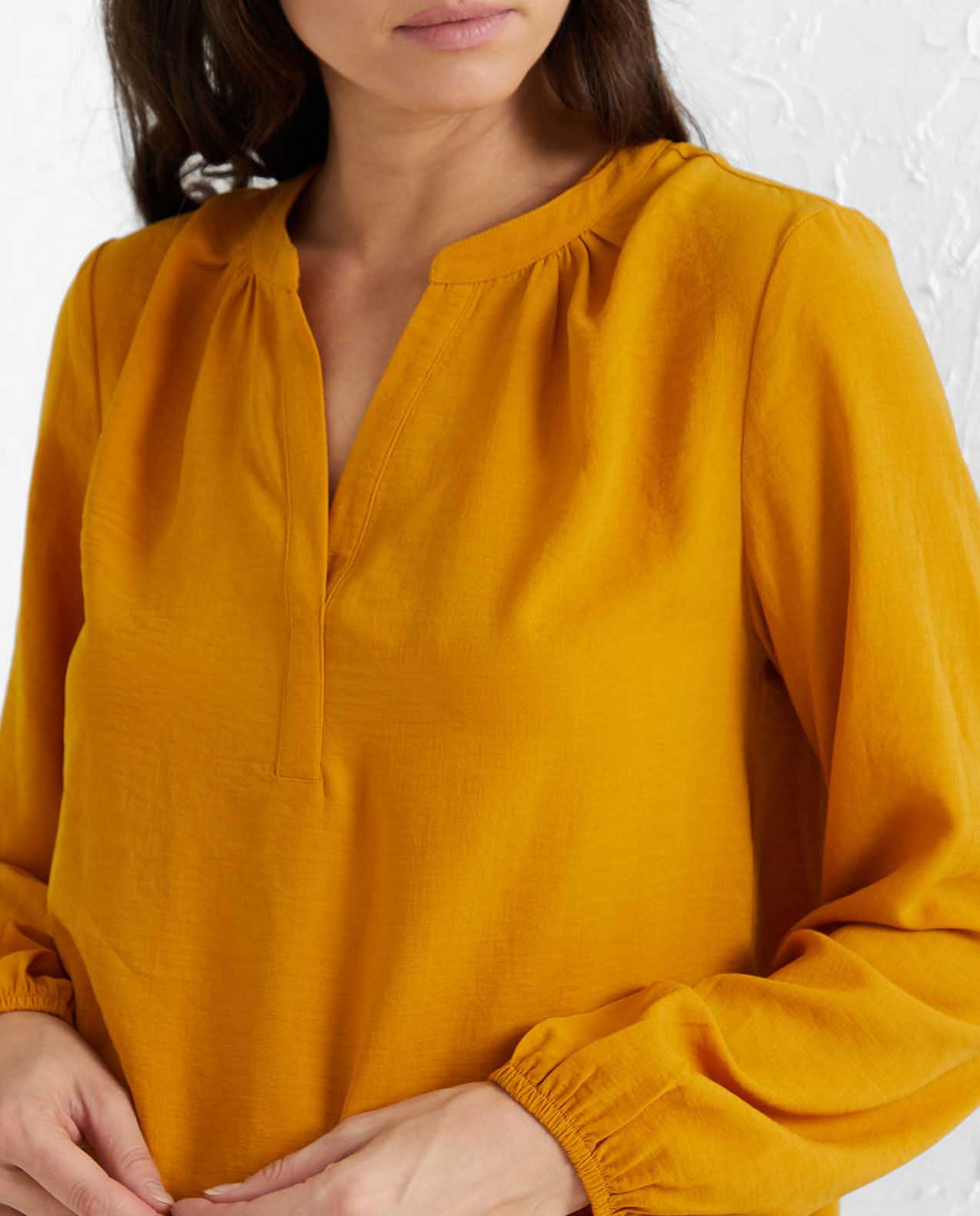 Yellow Woven Printed Top
