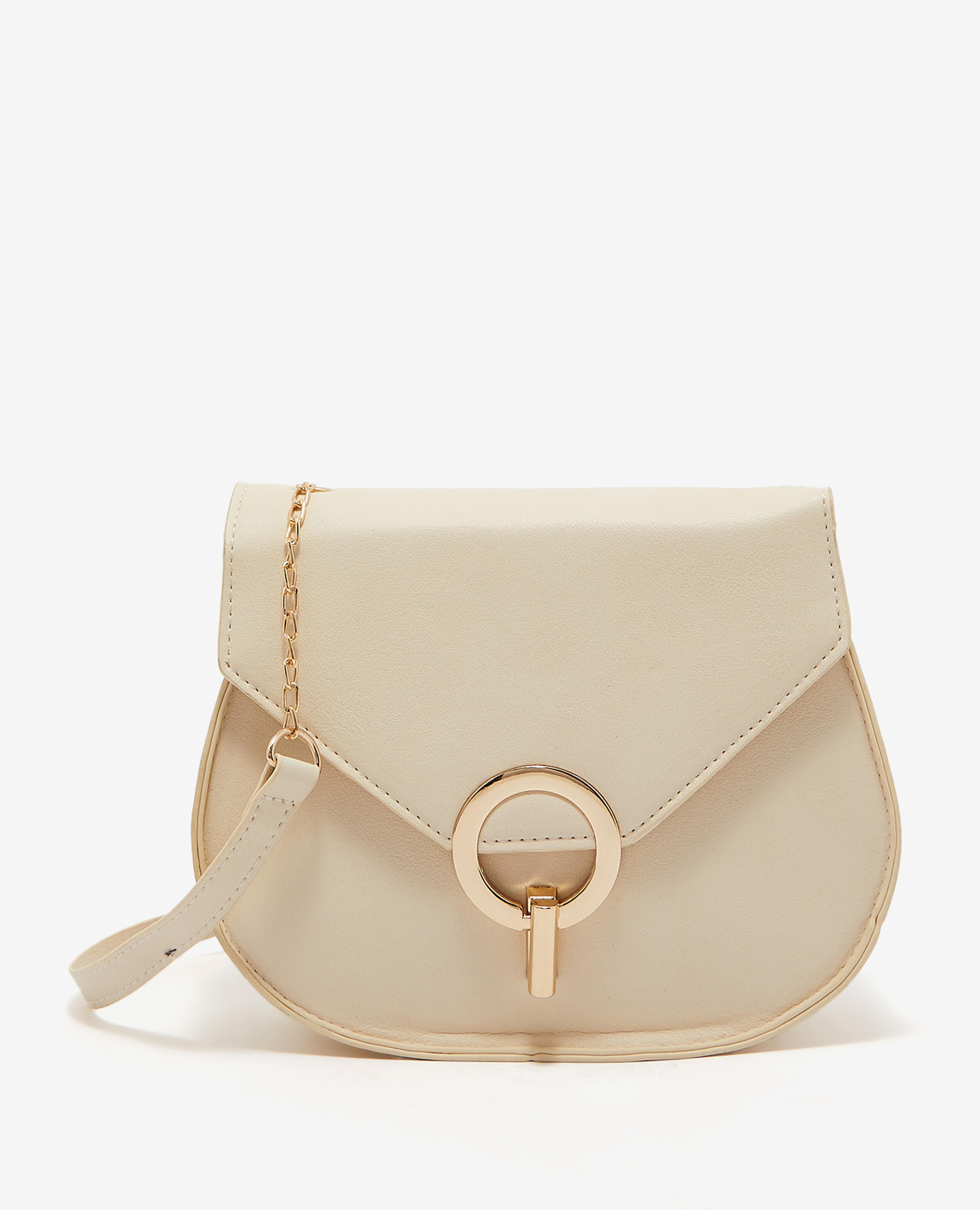 White Solid Satchel Bag