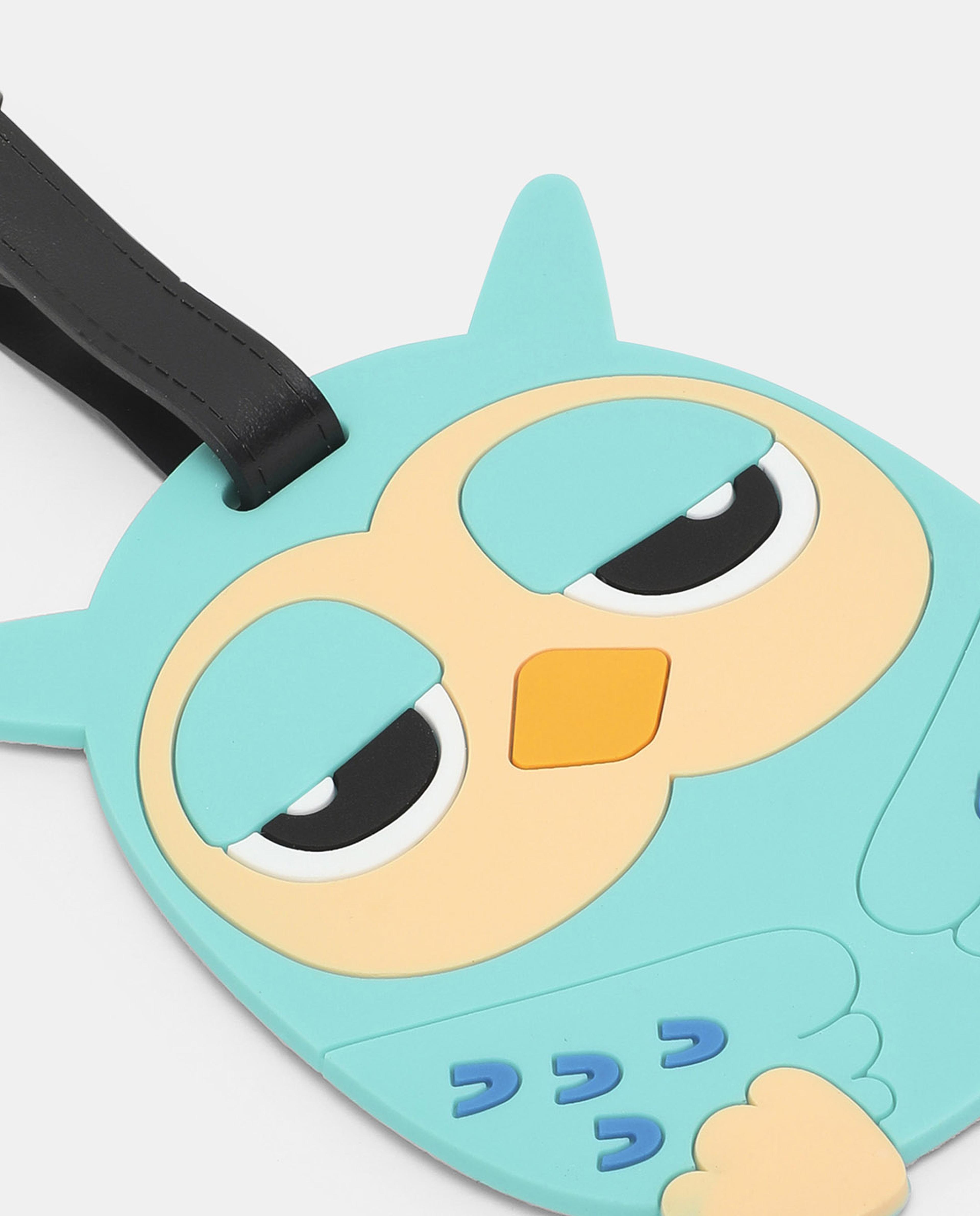R&B Green Owl Printed Luggage Tag