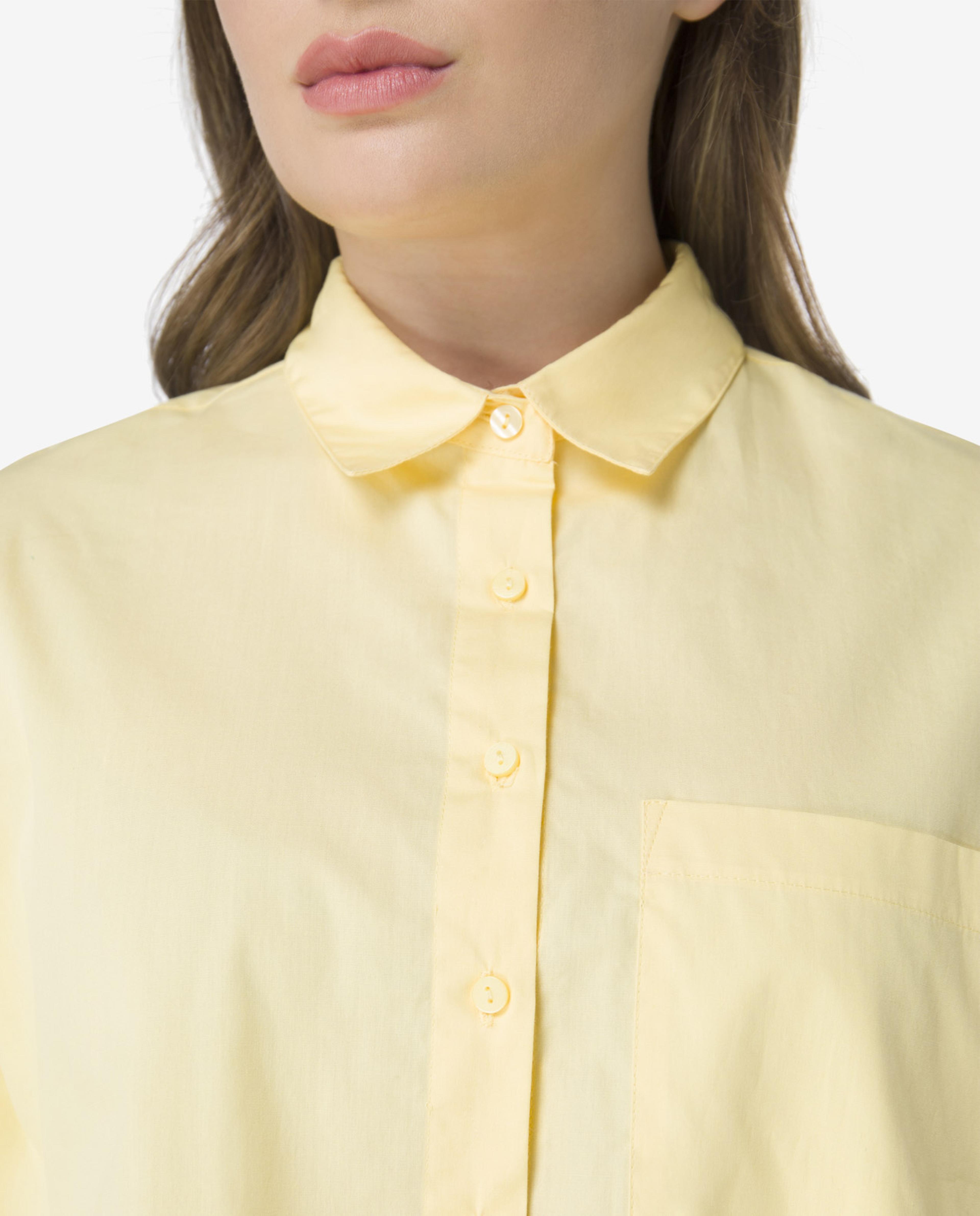 Yellow Young Woven Fashion Crop Shirt