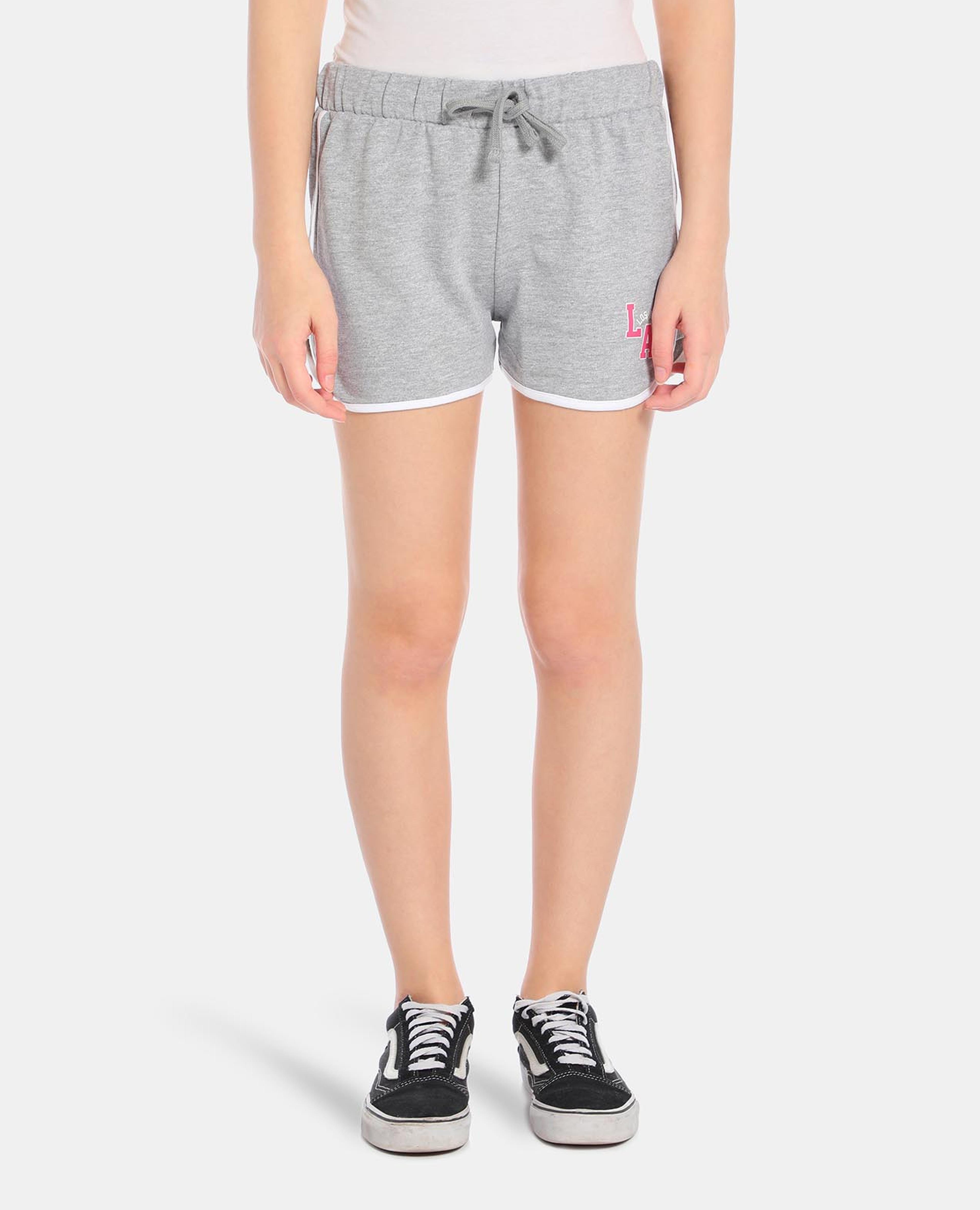 Grey Printed Casual Shorts