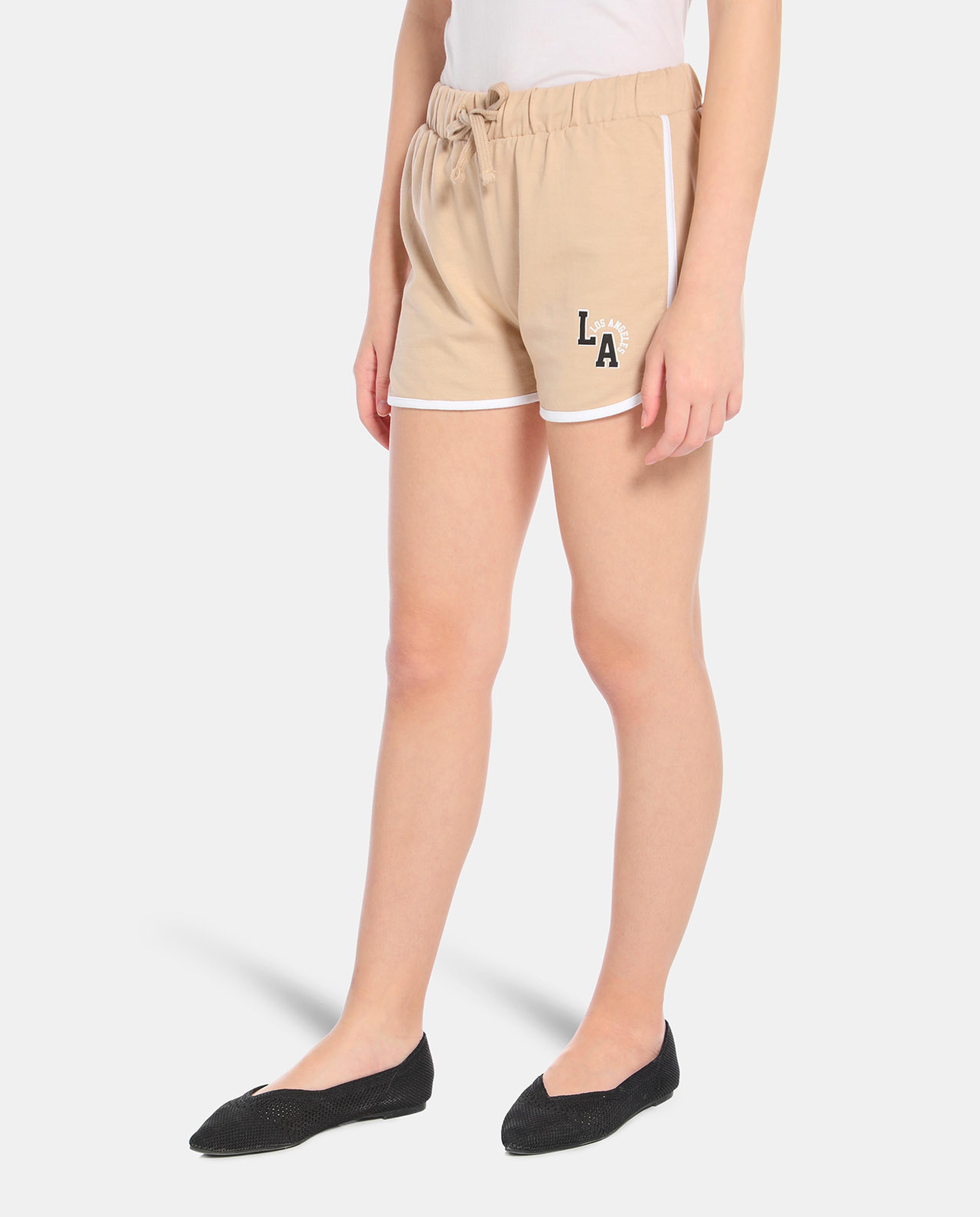 Brown Printed Casual Shorts