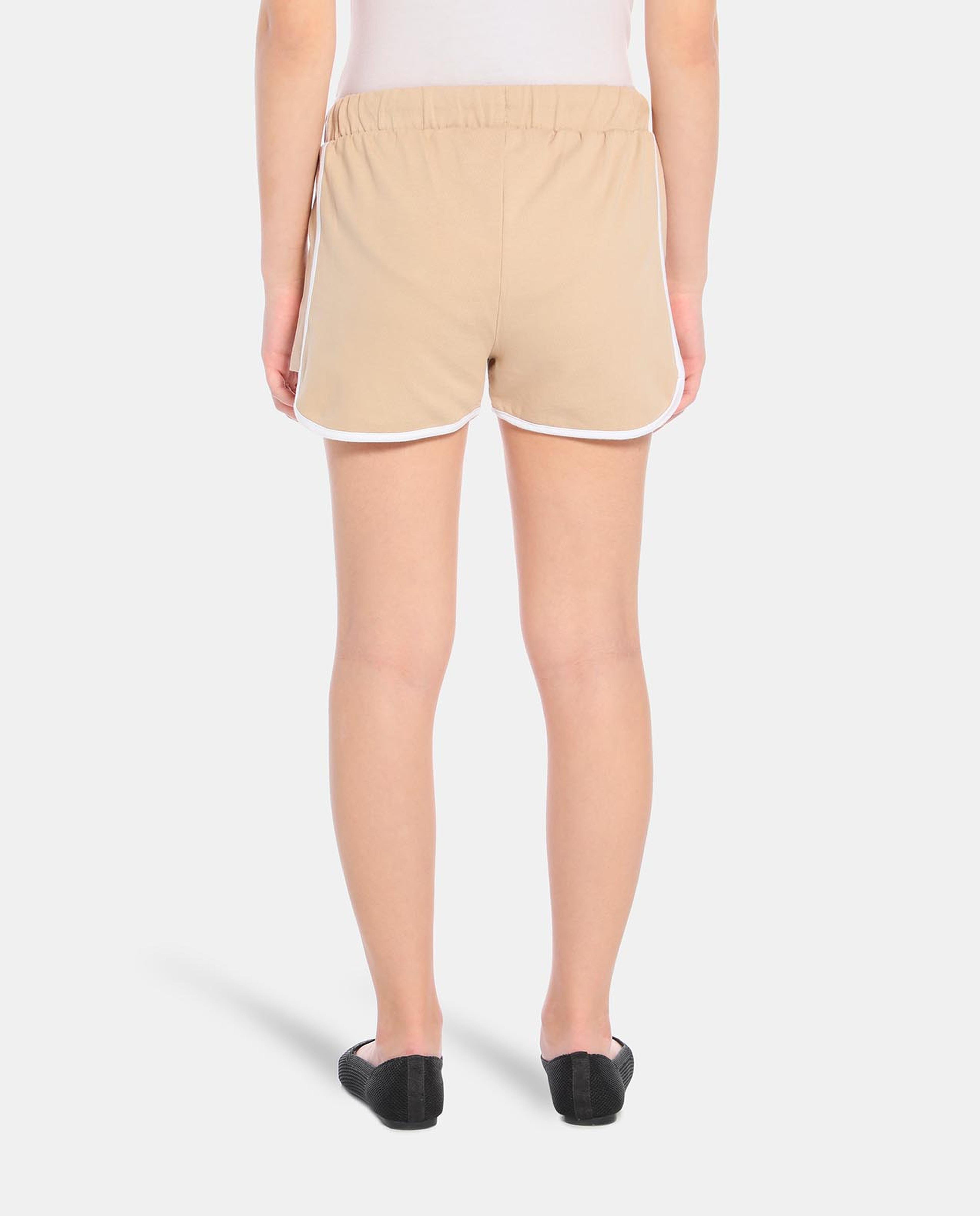 Brown Printed Casual Shorts