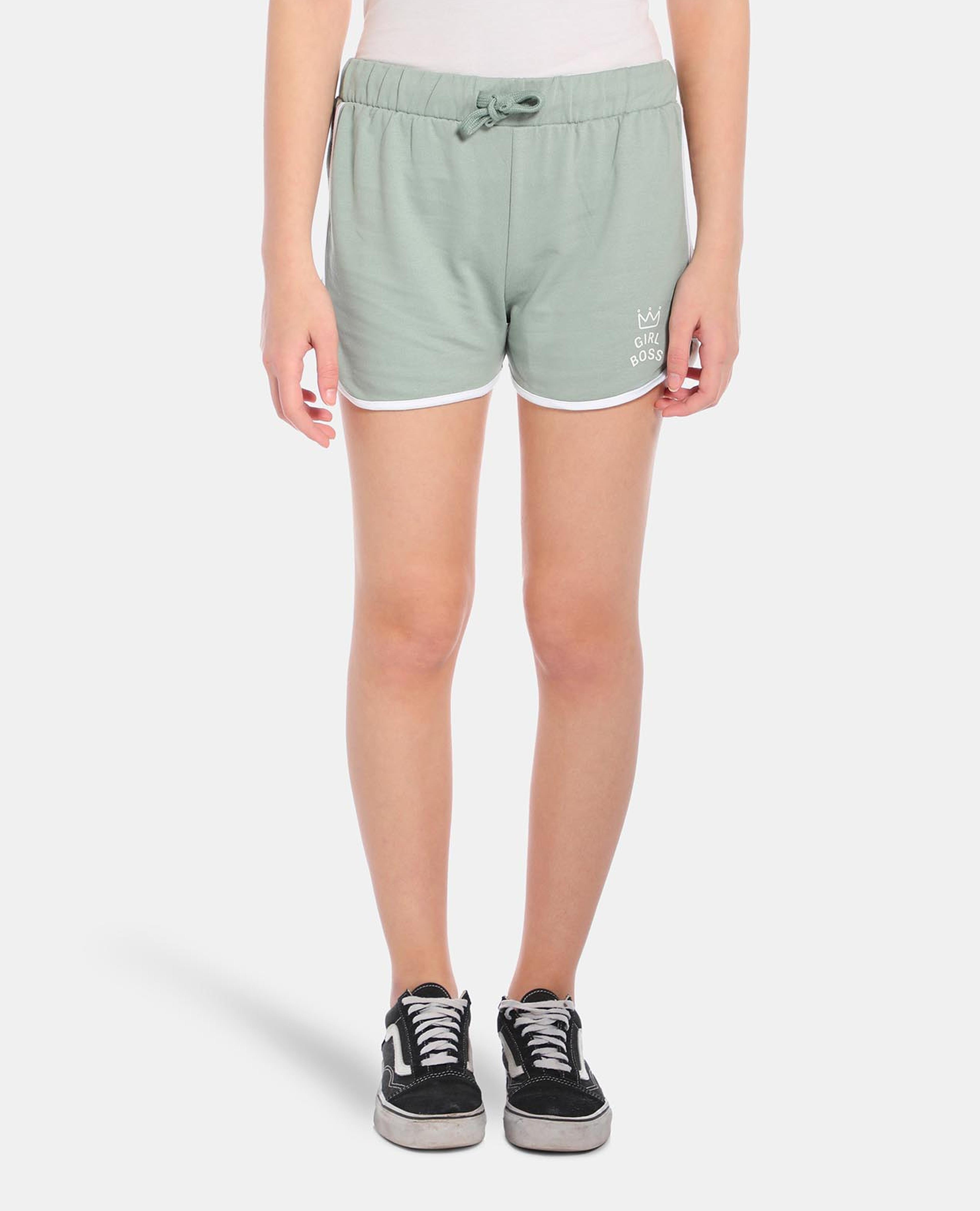 Green Printed Casual Shorts