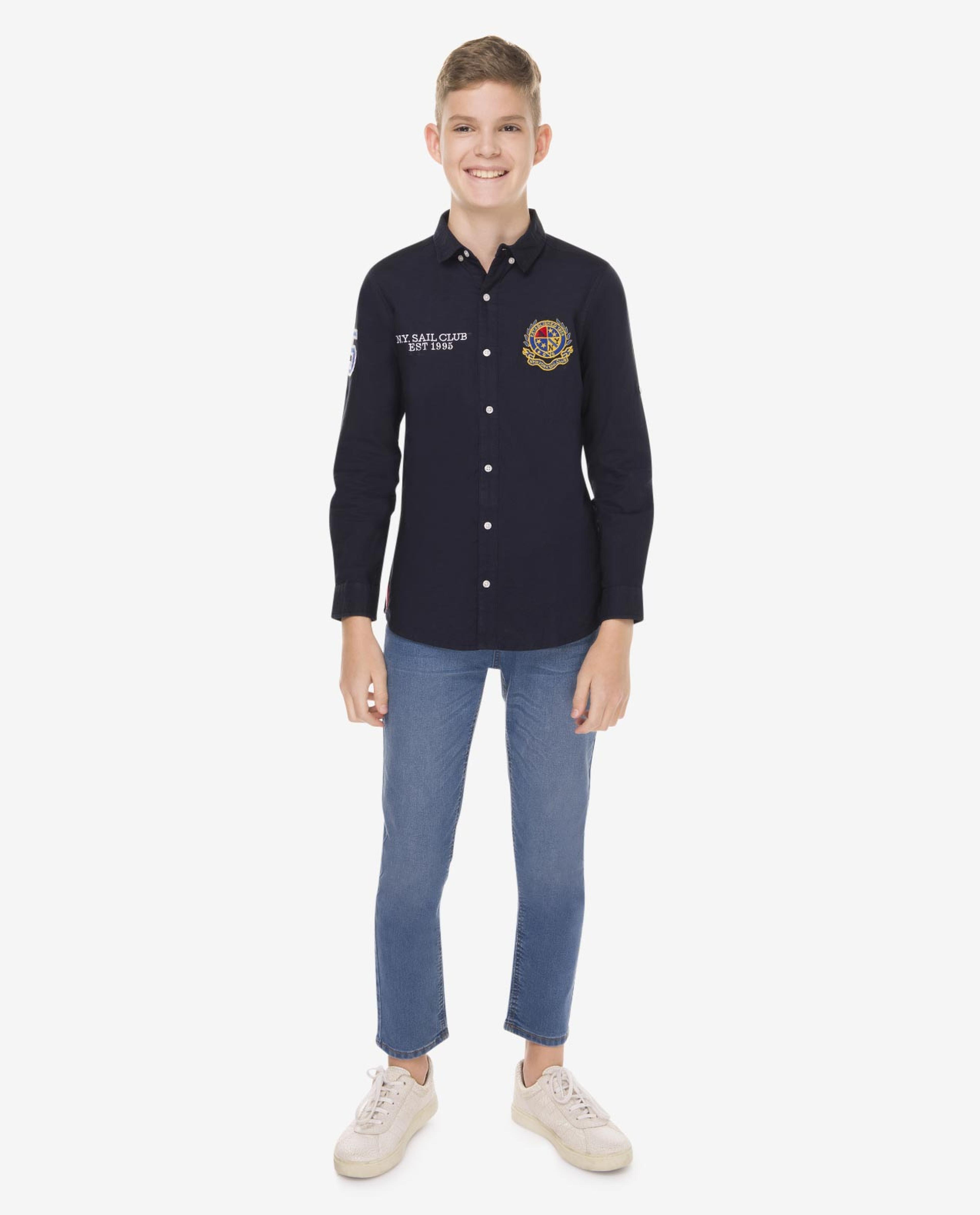 Blue Woven Fashion Shirt