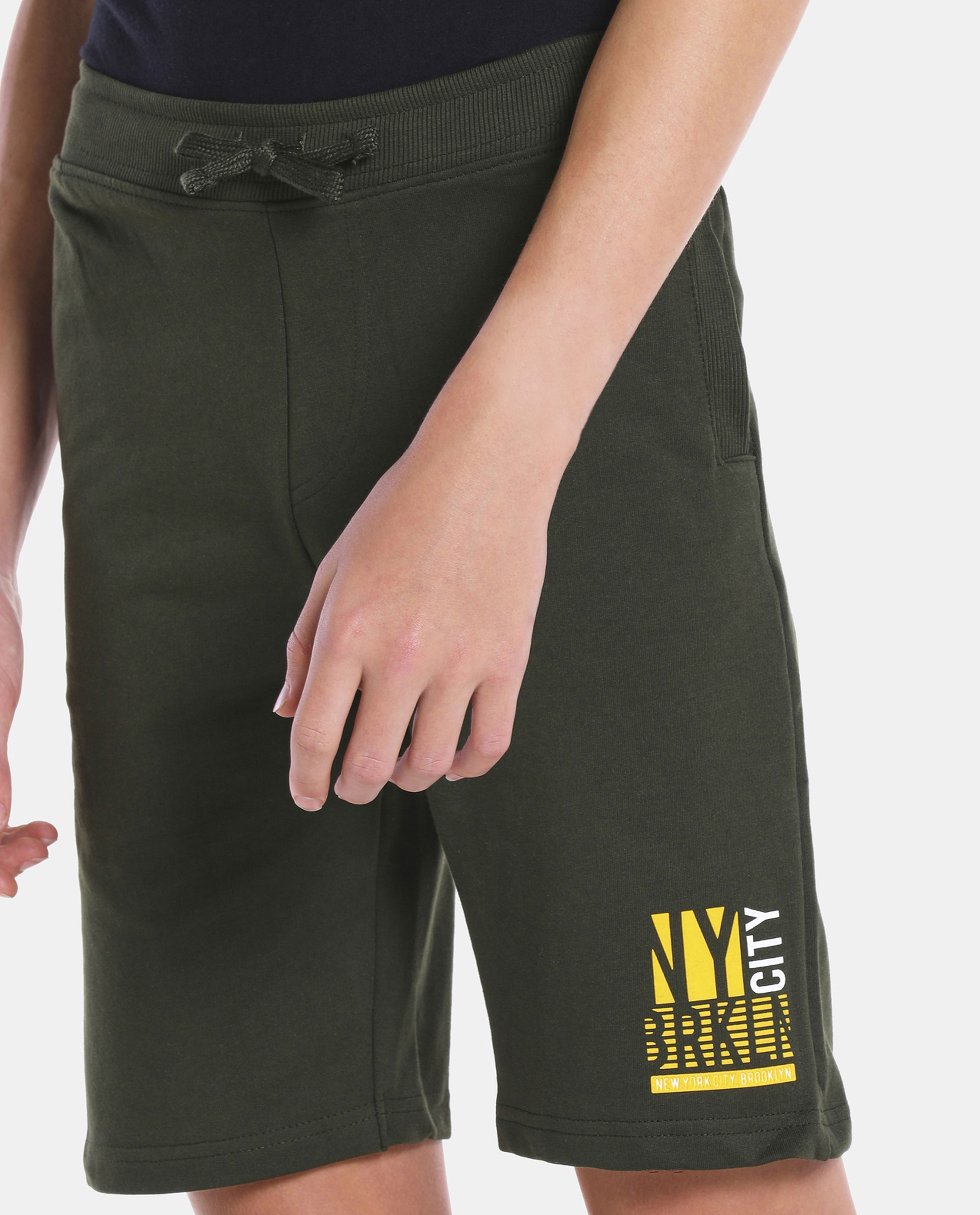 Green Cotton Basic Knit Shorts