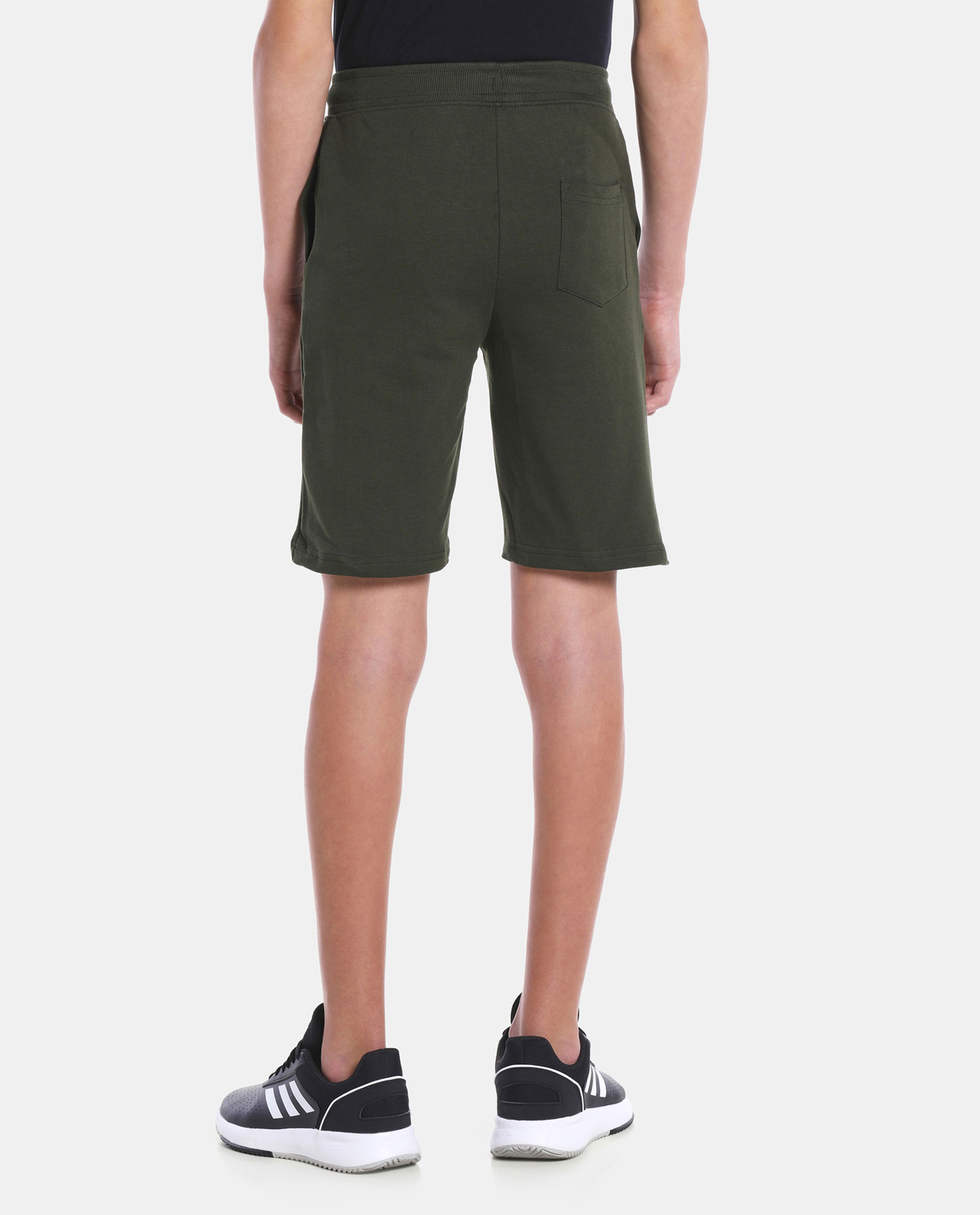 Green Cotton Basic Knit Shorts
