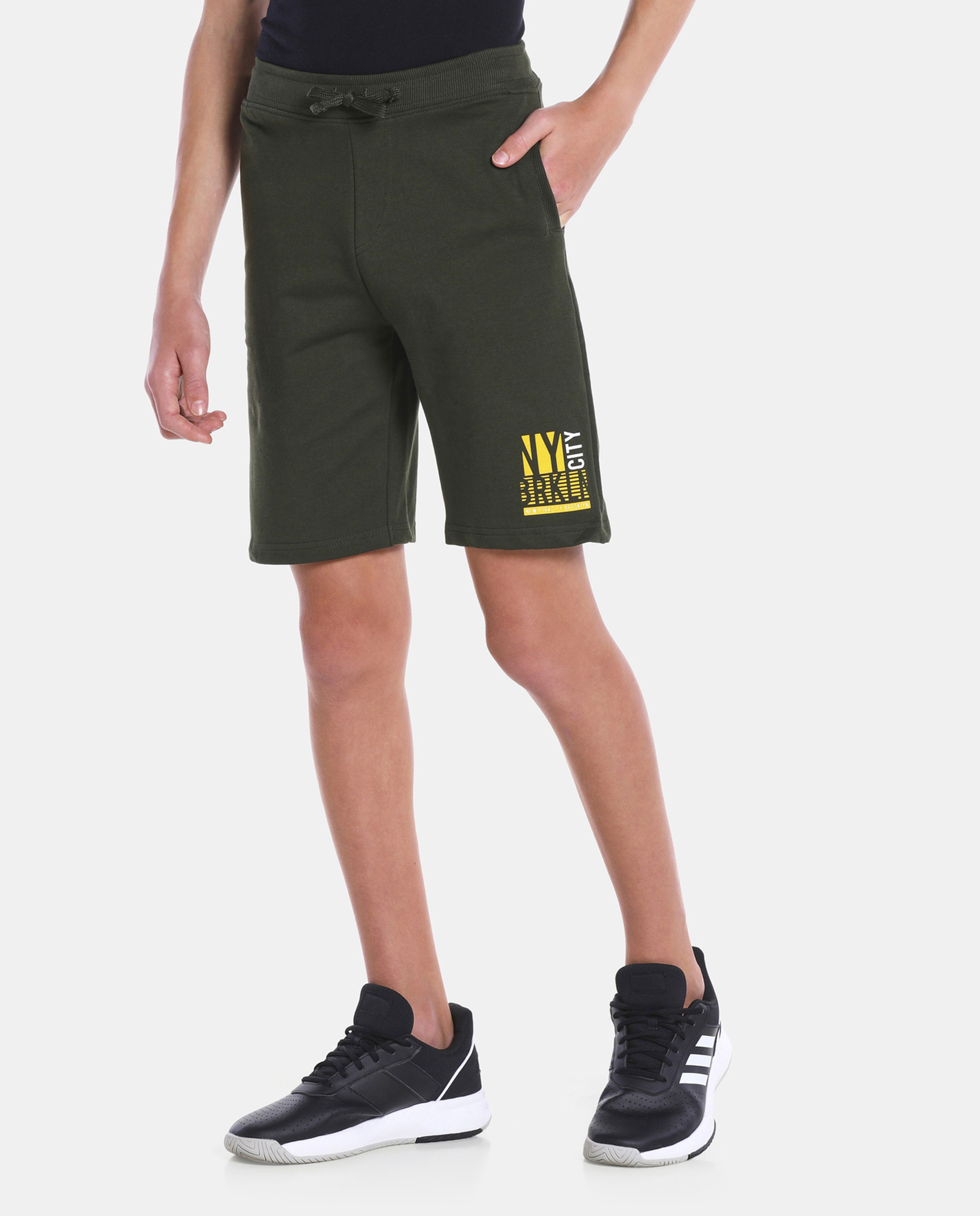 Green Cotton Basic Knit Shorts