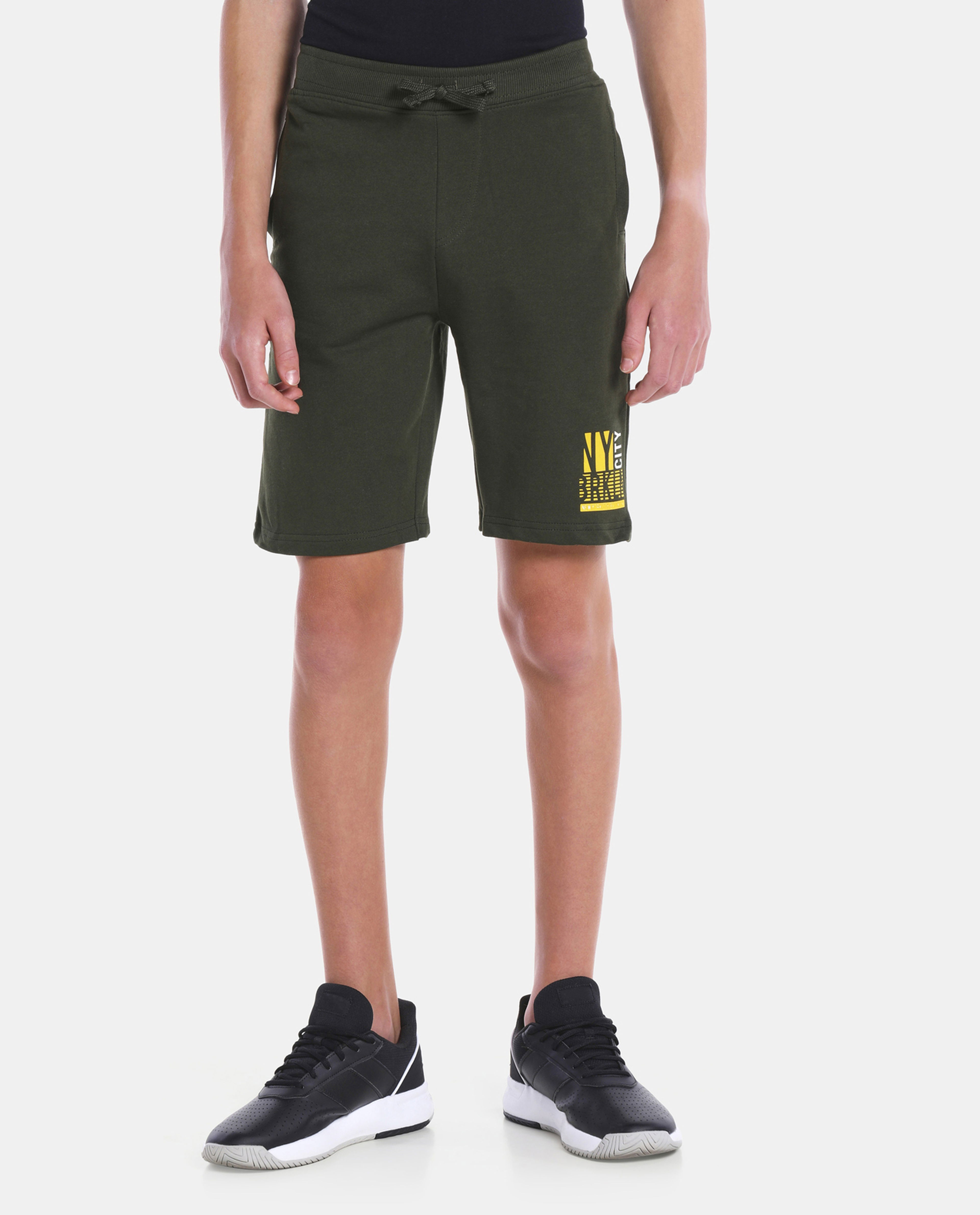 Green Cotton Basic Knit Shorts