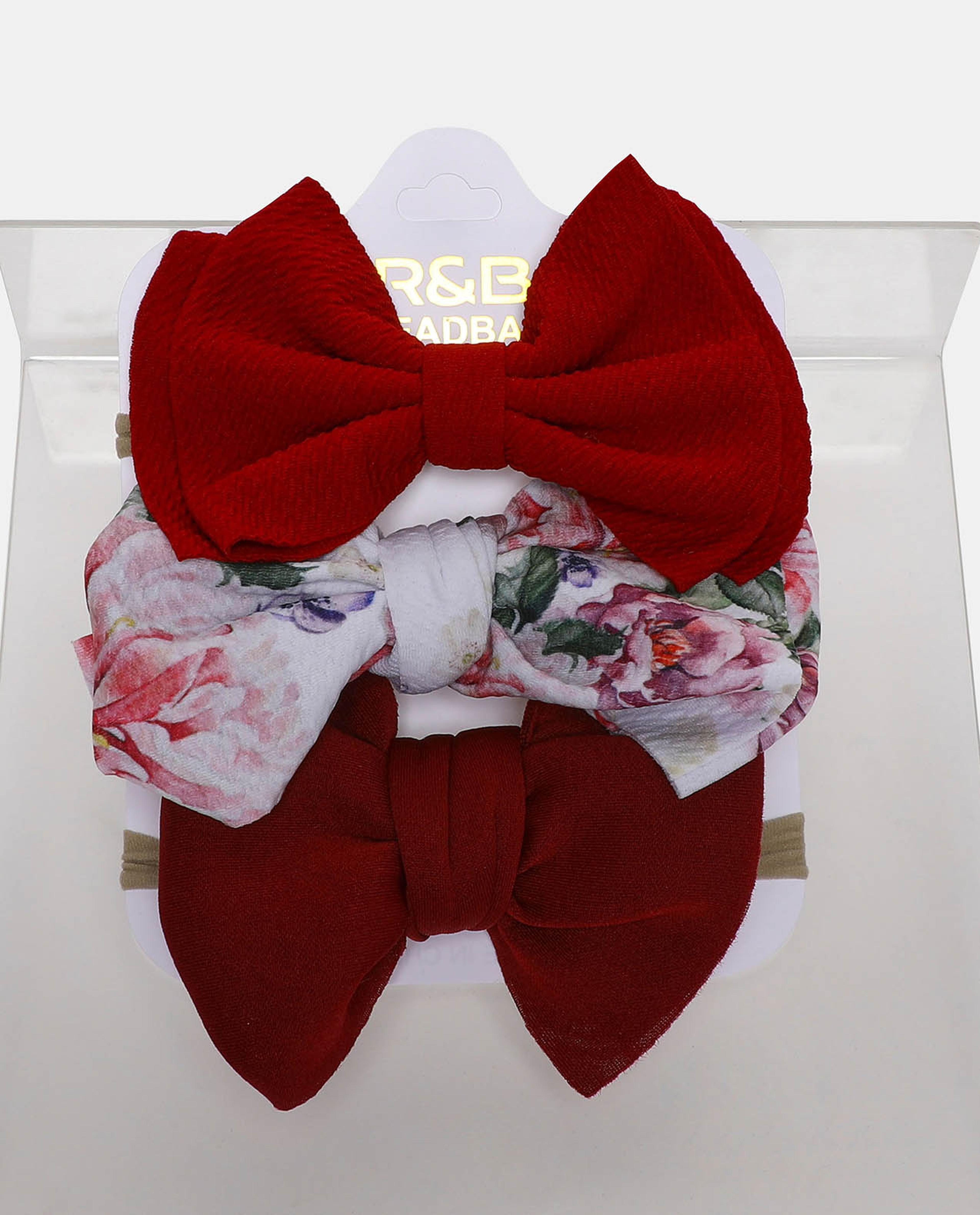 R&B Red Pack of 3 Knotted Hair Band