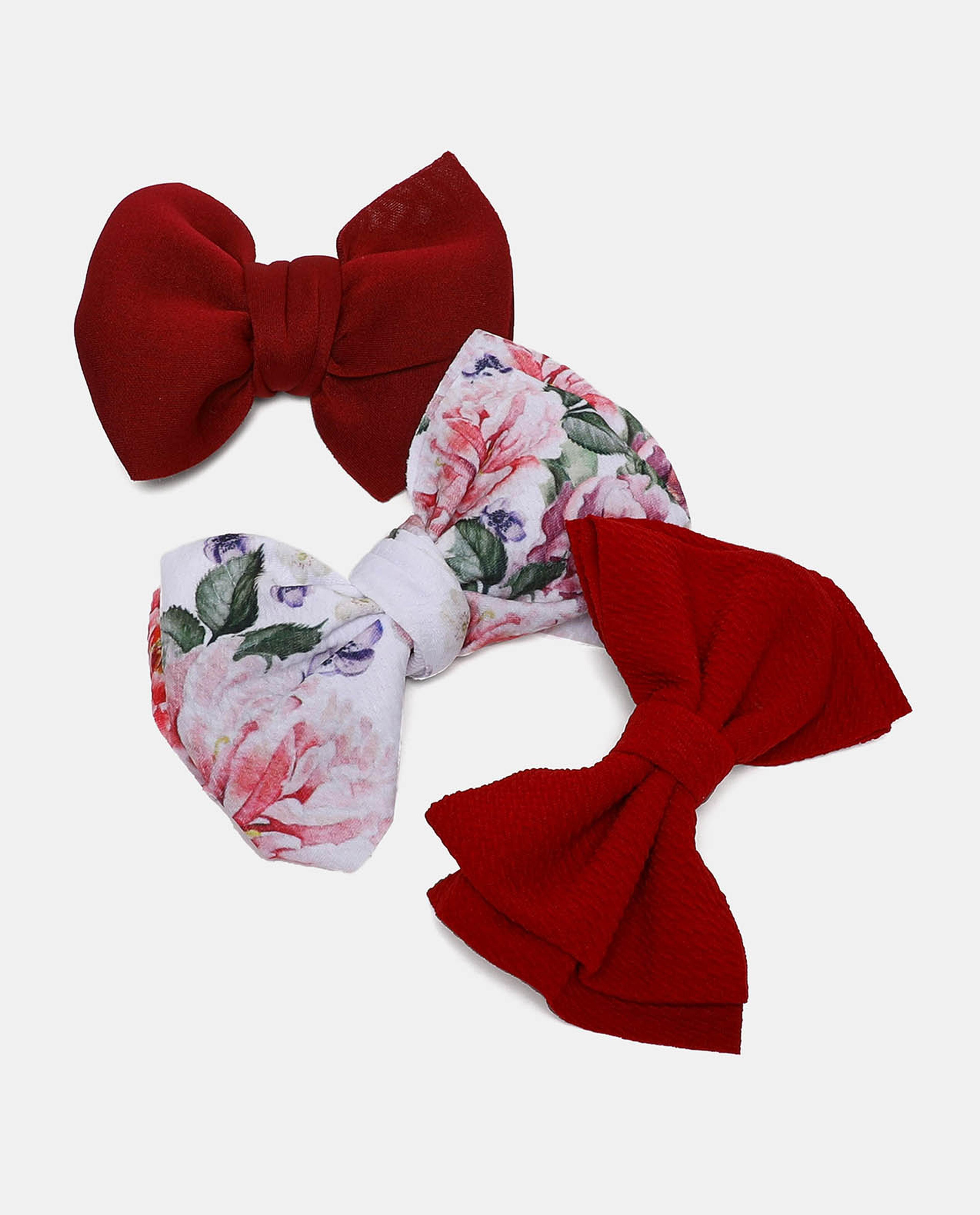 R&B Red Pack of 3 Knotted Hair Band