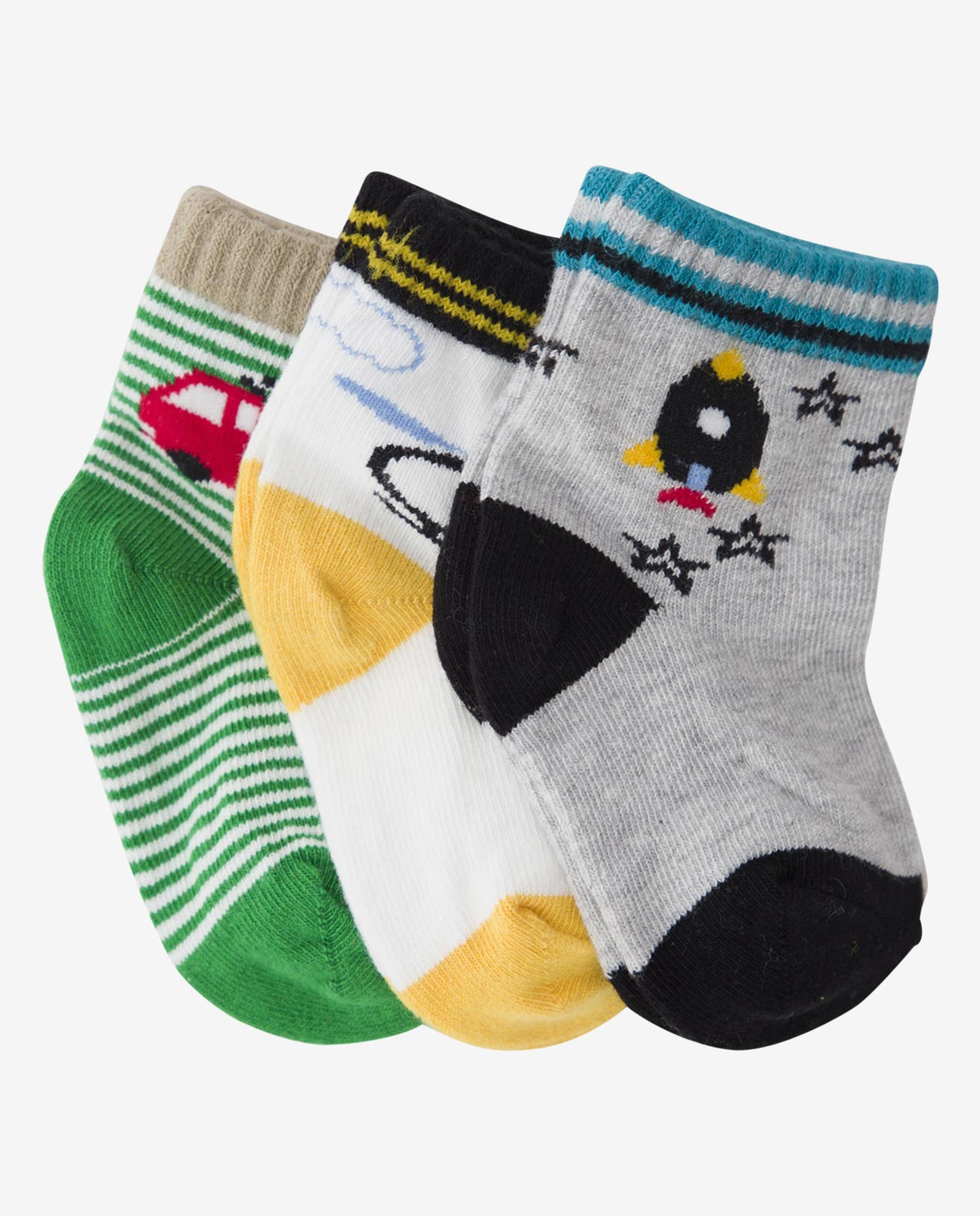 Multi Ankle Socks-Pack Of 3