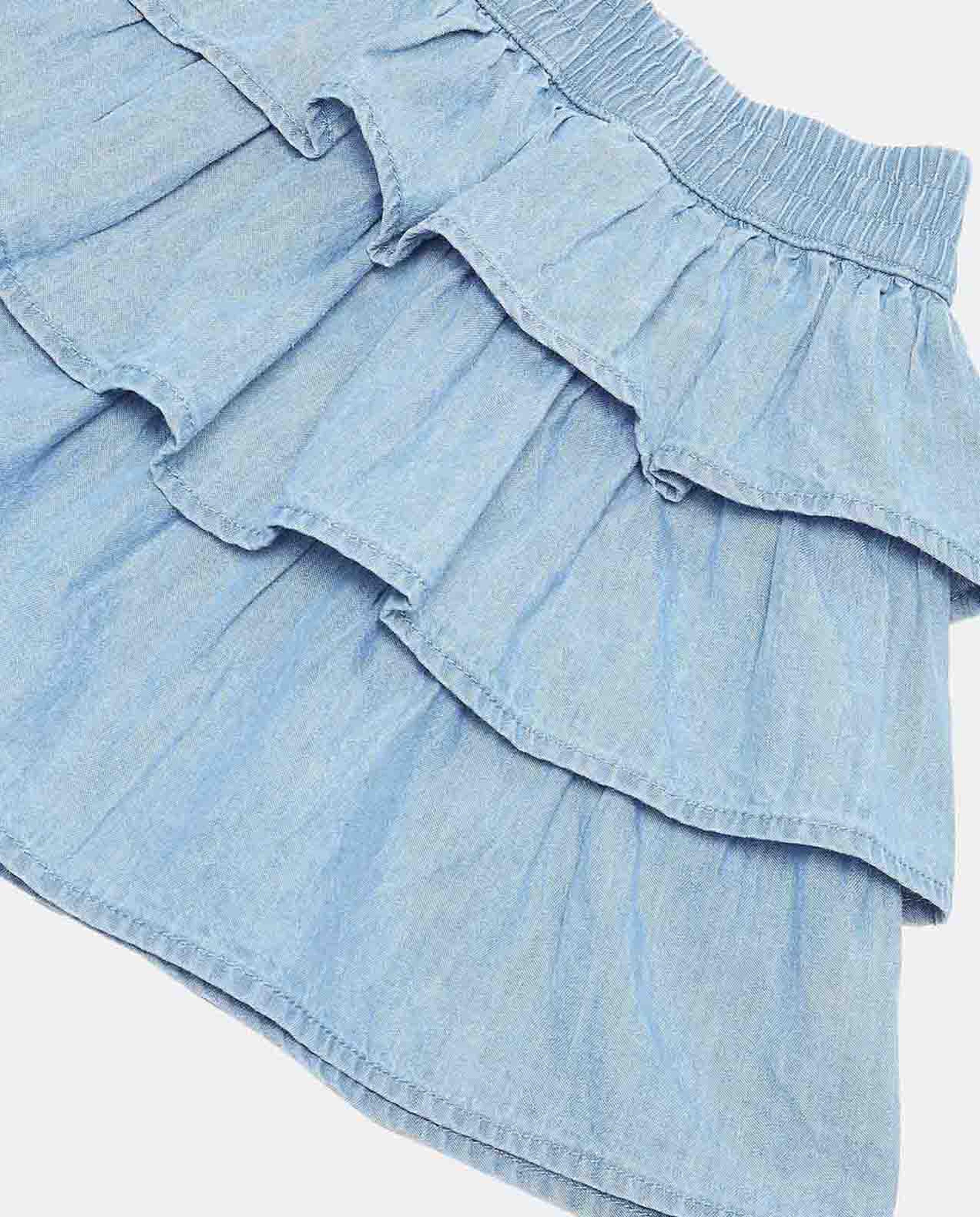 Solid Tiered Skirt with Slip-On Closure