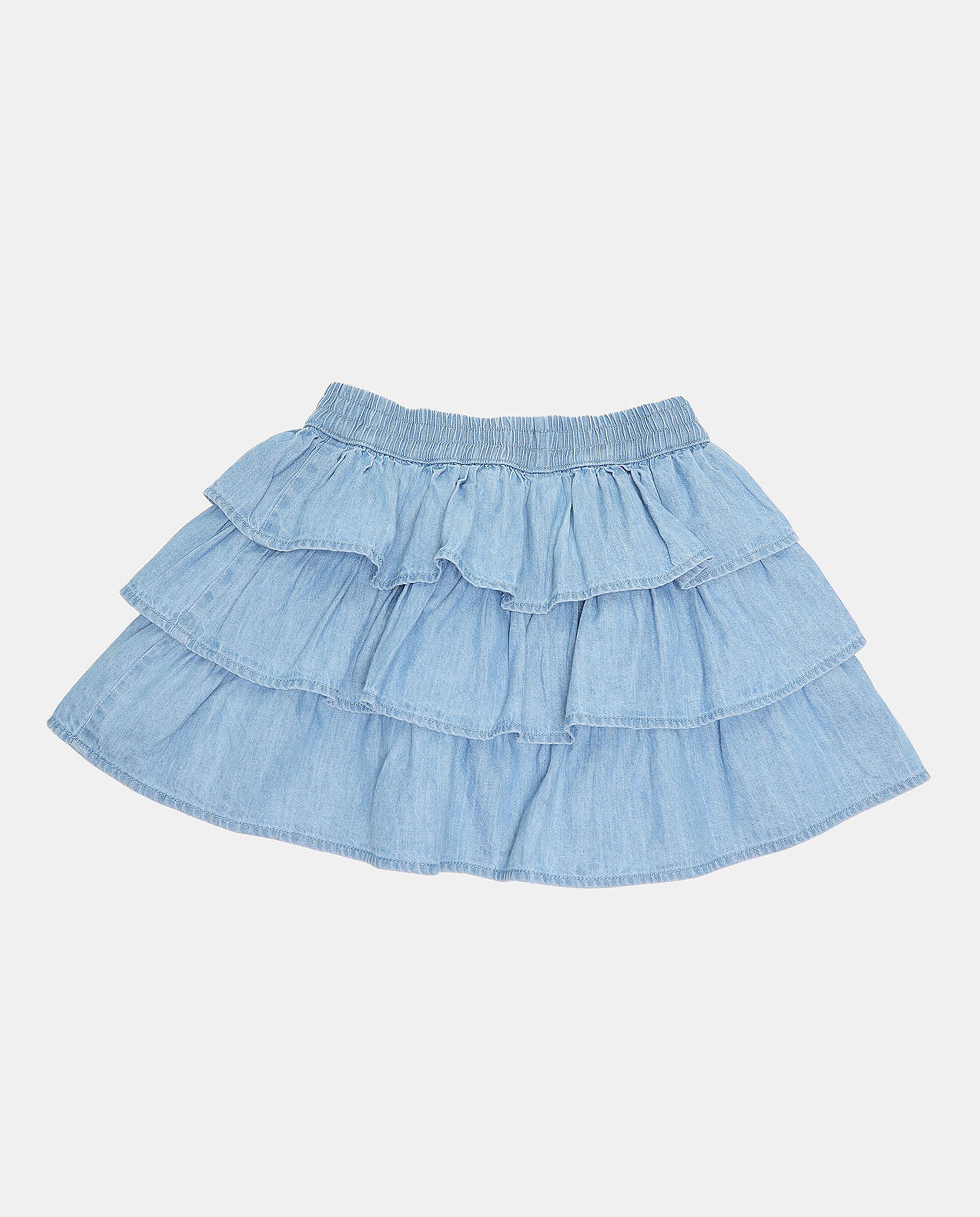 Solid Tiered Skirt with Slip-On Closure