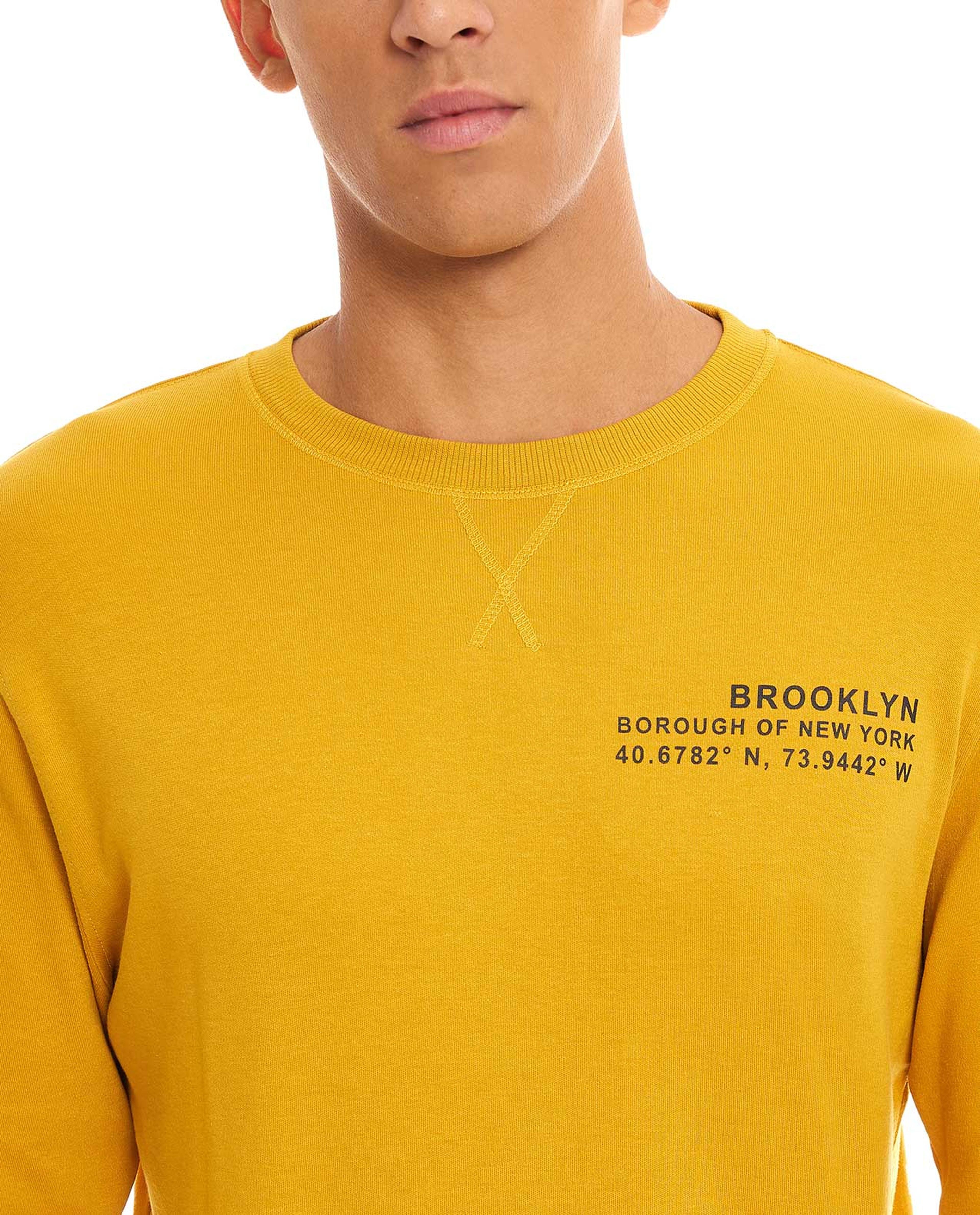 Typography Printed Sweatshirt with Long Sleeves