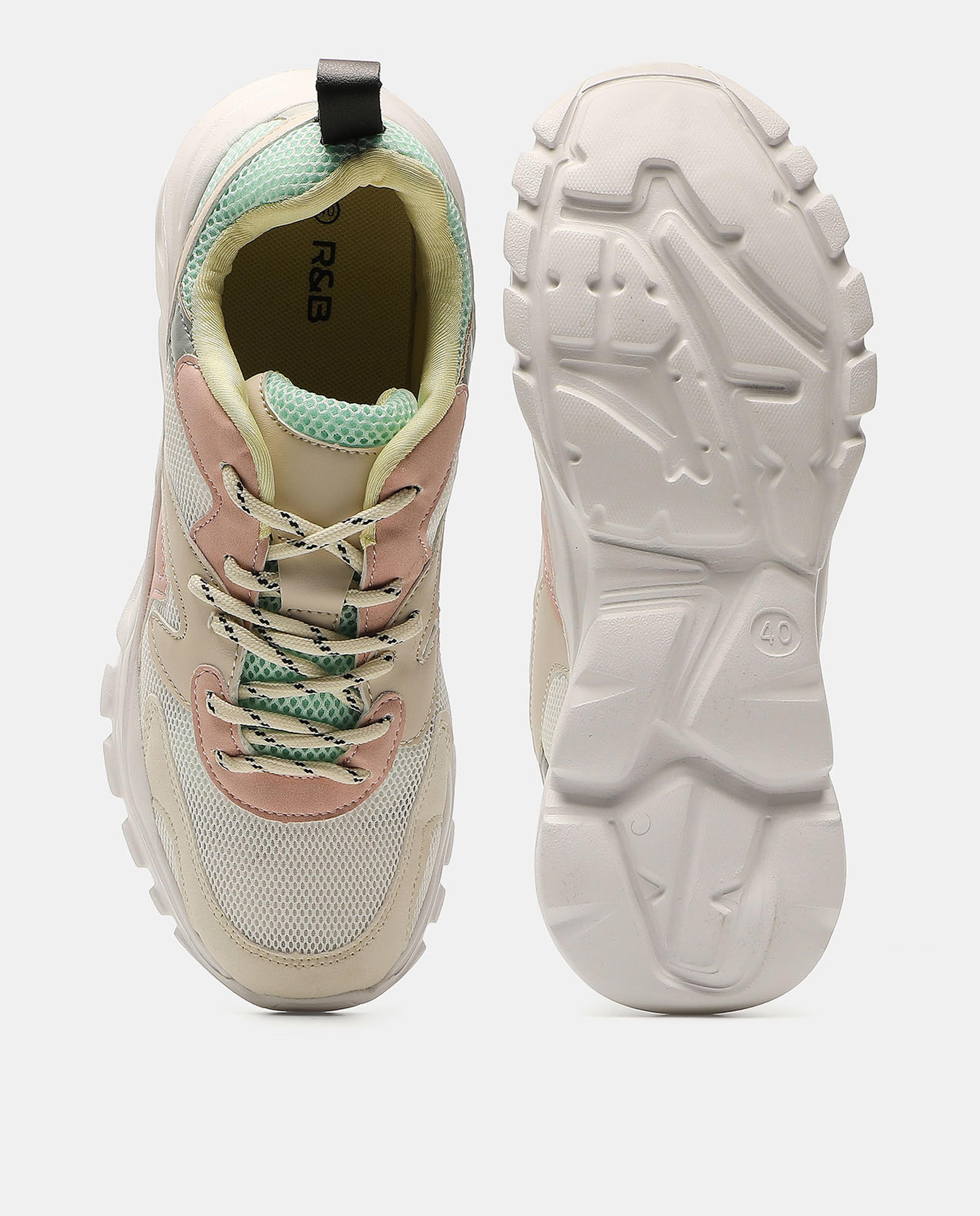 Color Block Lace Up Sports Shoes
