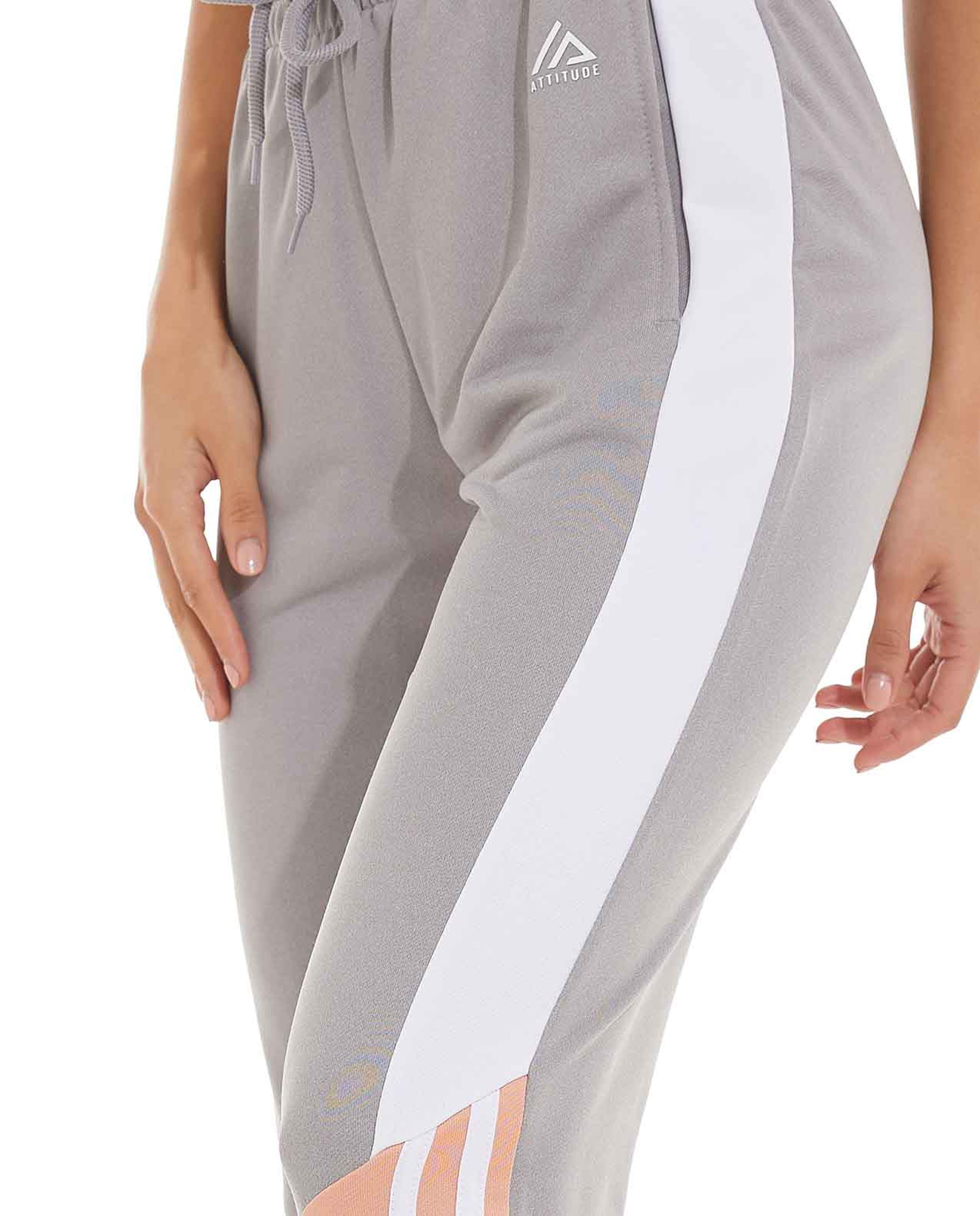 Color Block Track Pants with Drawstring Waist