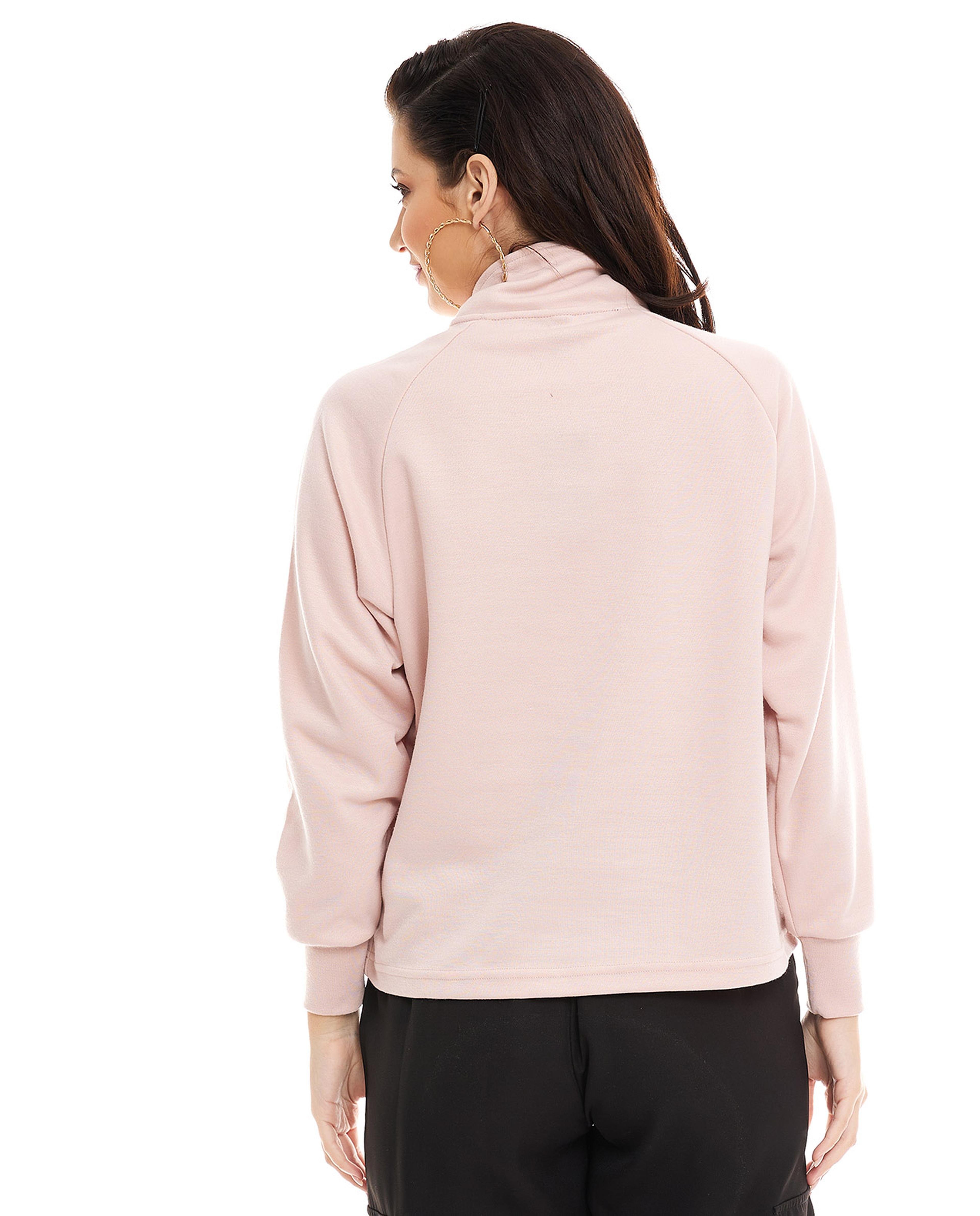 Solid Top with High Neck and Raglan Sleeves