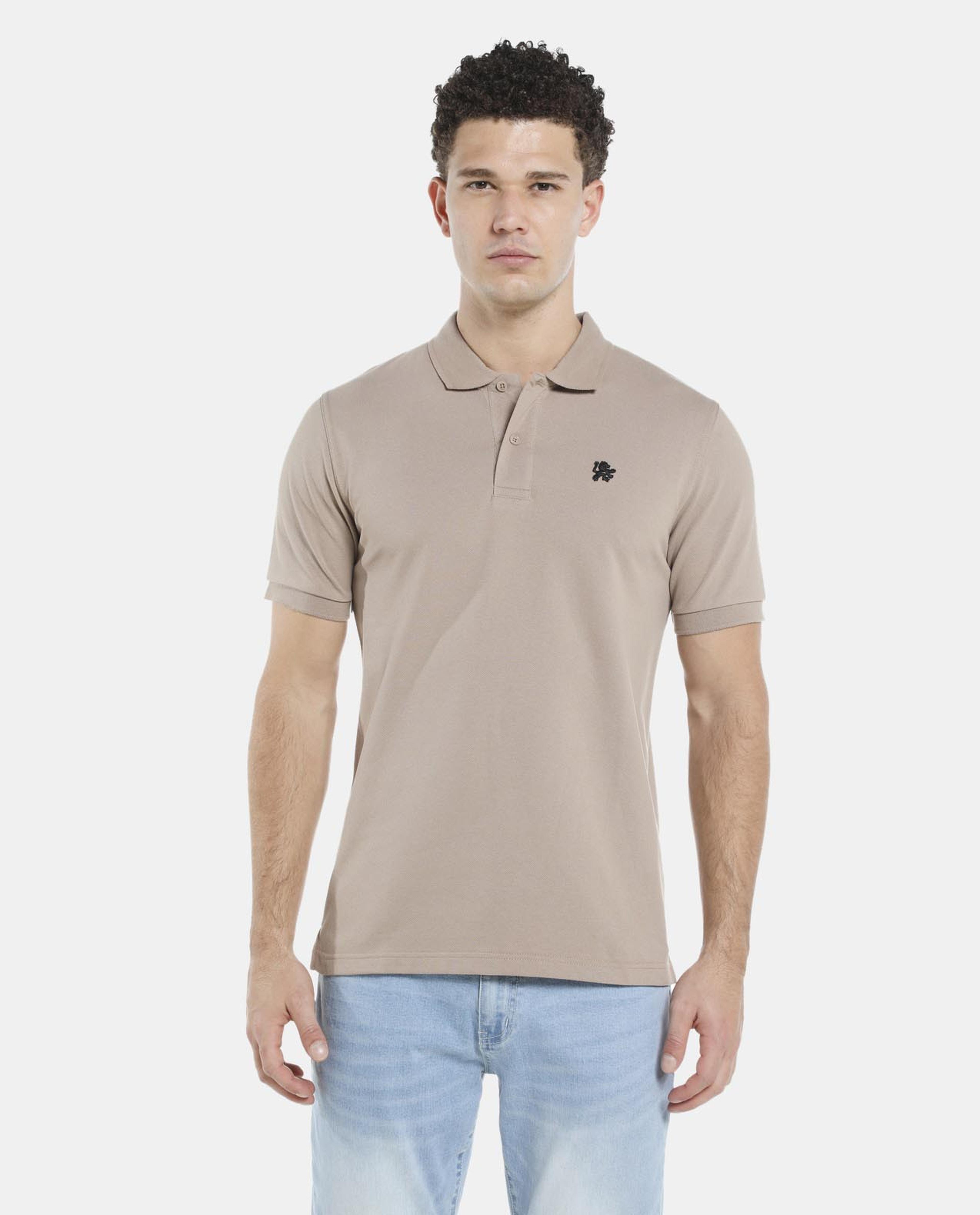 Beige Basic Short Sleeve Polo