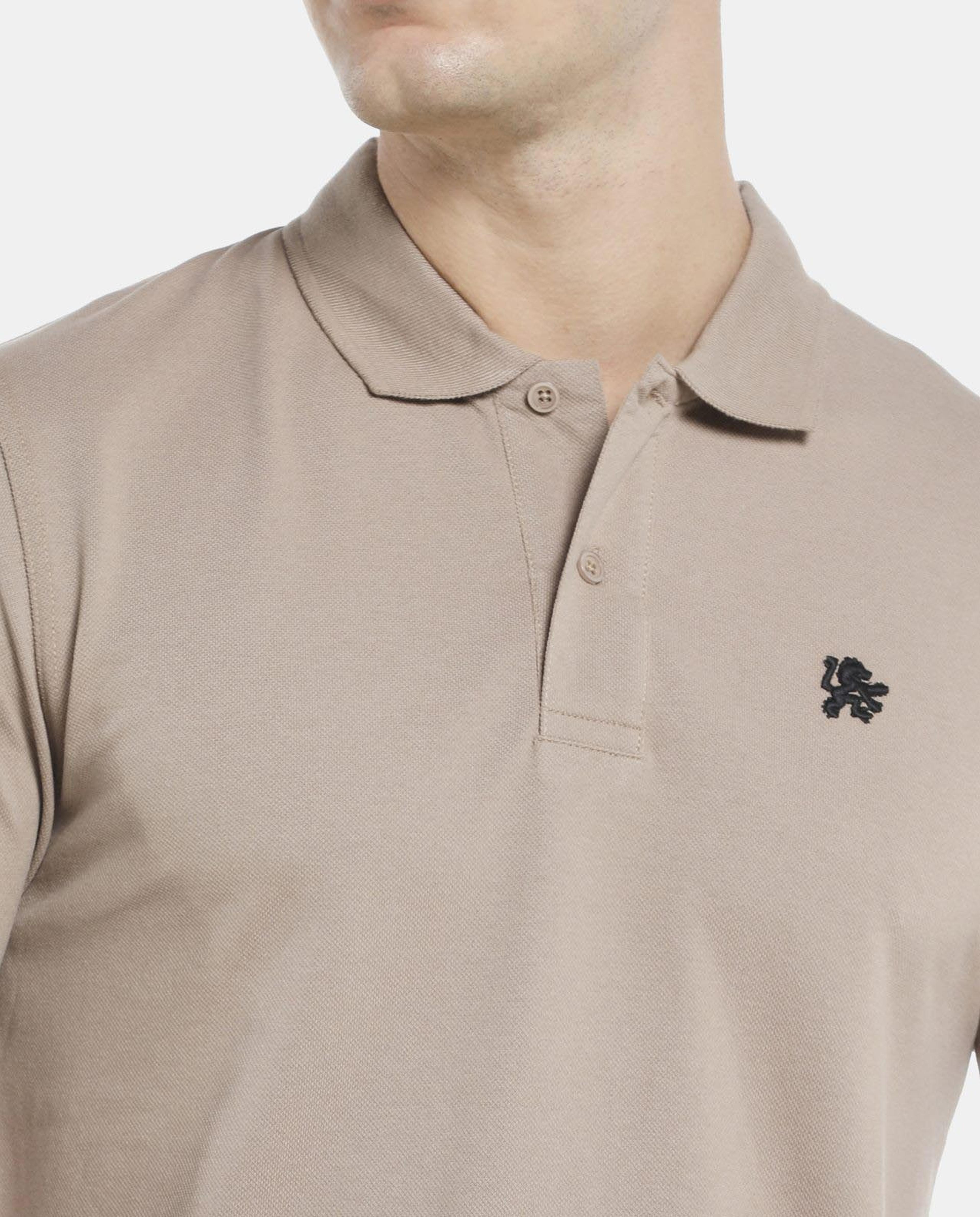 Beige Basic Short Sleeve Polo