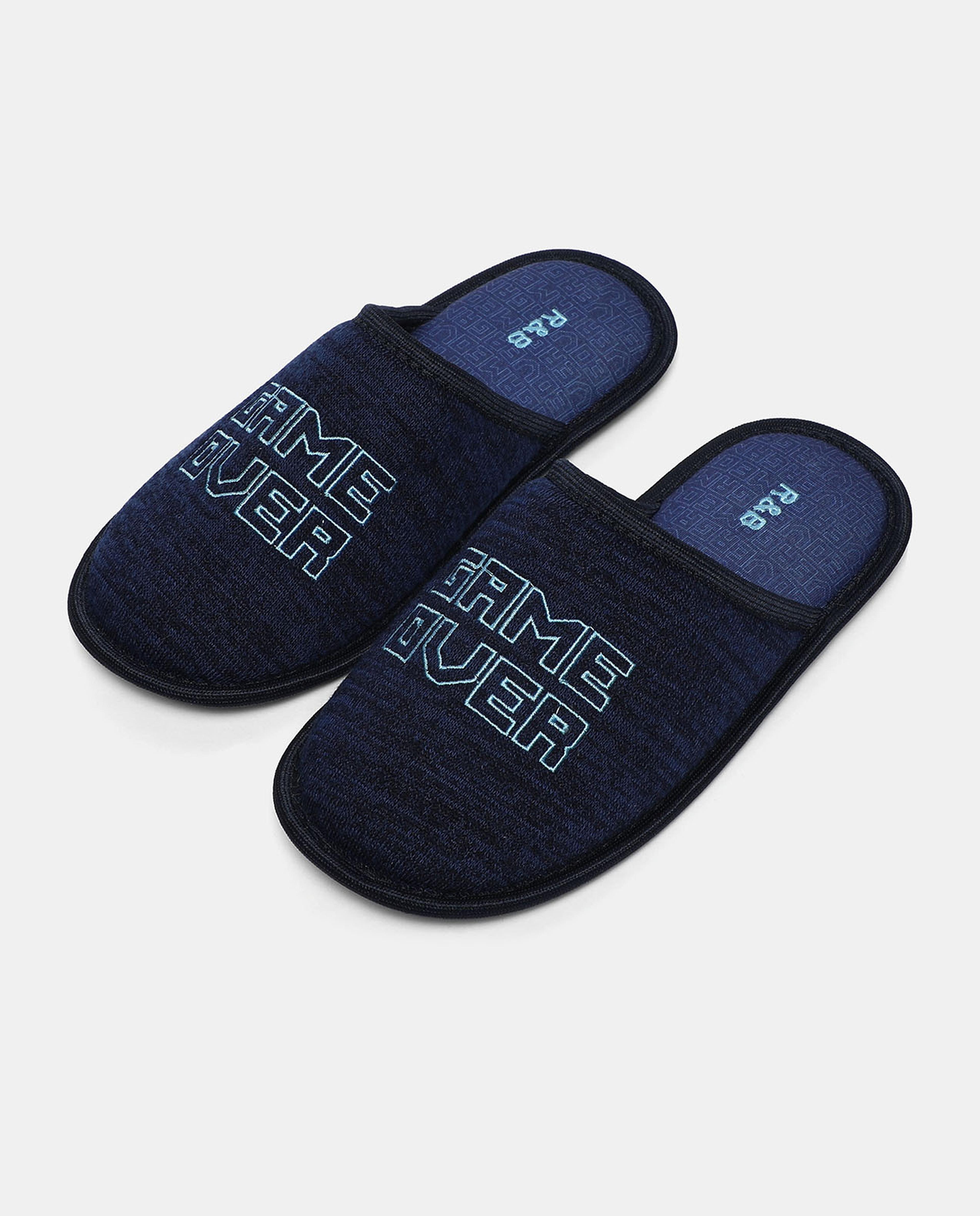 Typography Printed Slip-On Bedroom Slippers